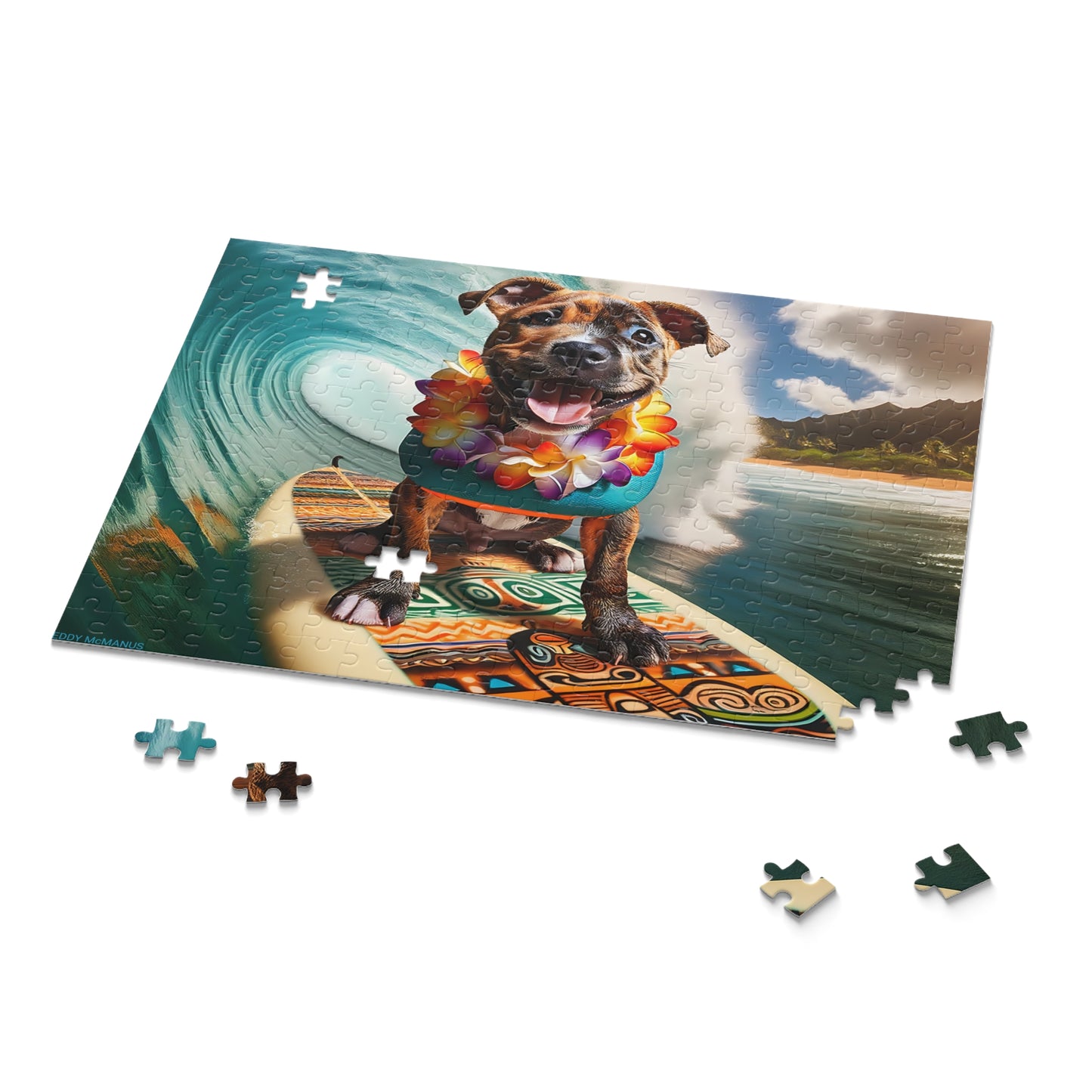 Surf Pups! Surfing Pit Bull Puppy Puzzle 7 - (120, 252, 500-Piece)