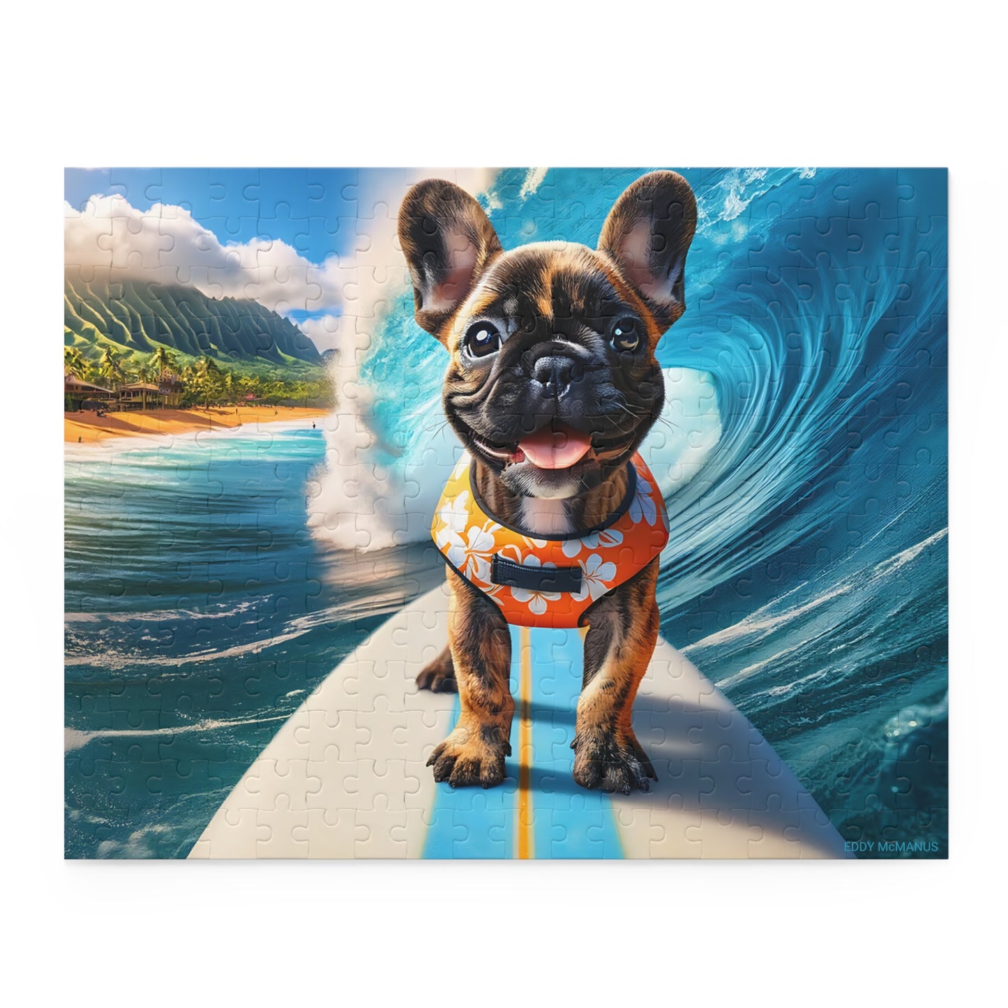 Surf Pups! Surfing French Bulldog Puppy Puzzle 5 - (120, 252, 500-Piece)