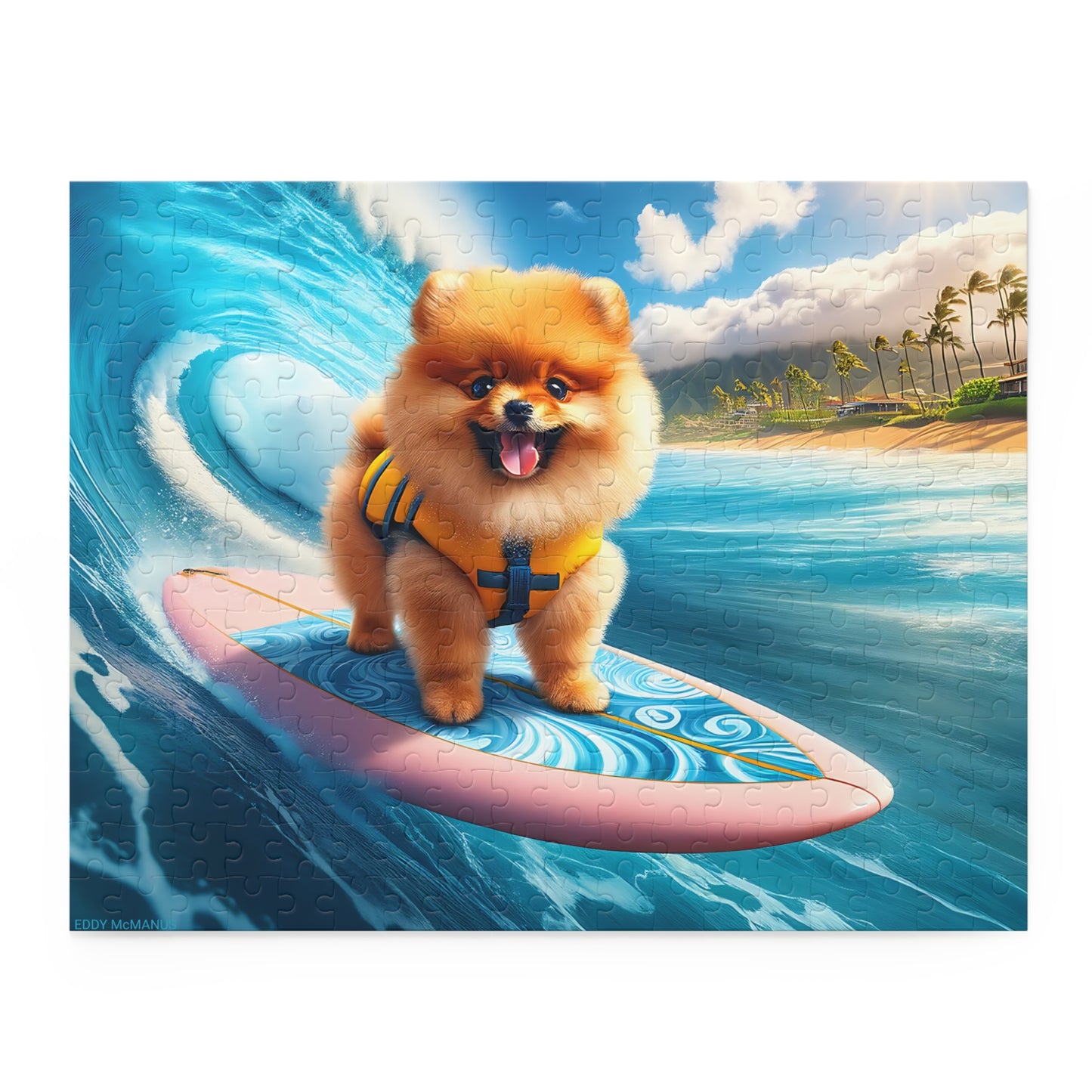 Surf Pups! Surfing Pomeranian Puppy Puzzle 2 - (120, 252, 500-Piece)