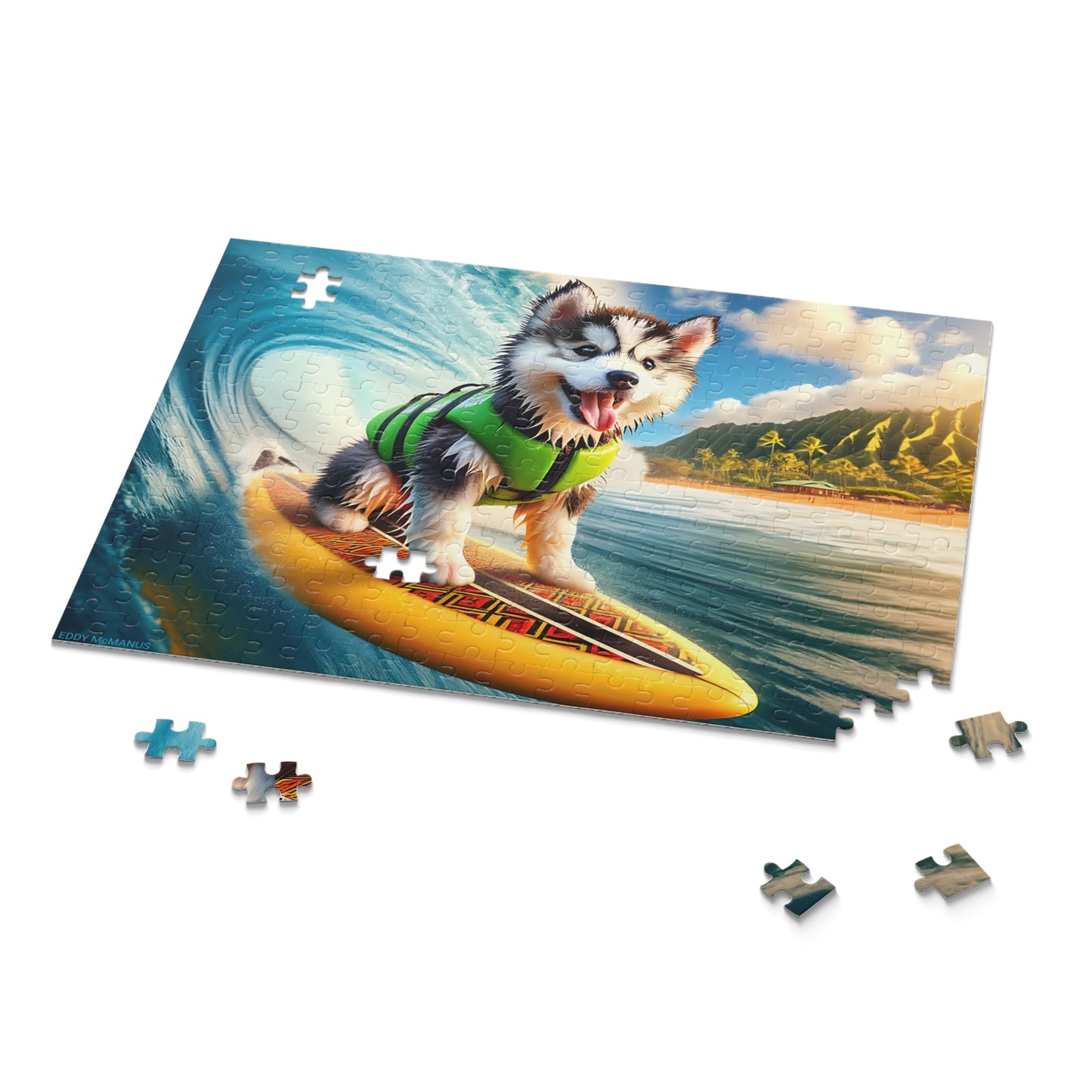 Surf Pups! Surfing Husky Puppy Puzzle 7 - (120, 252, 500-Piece)