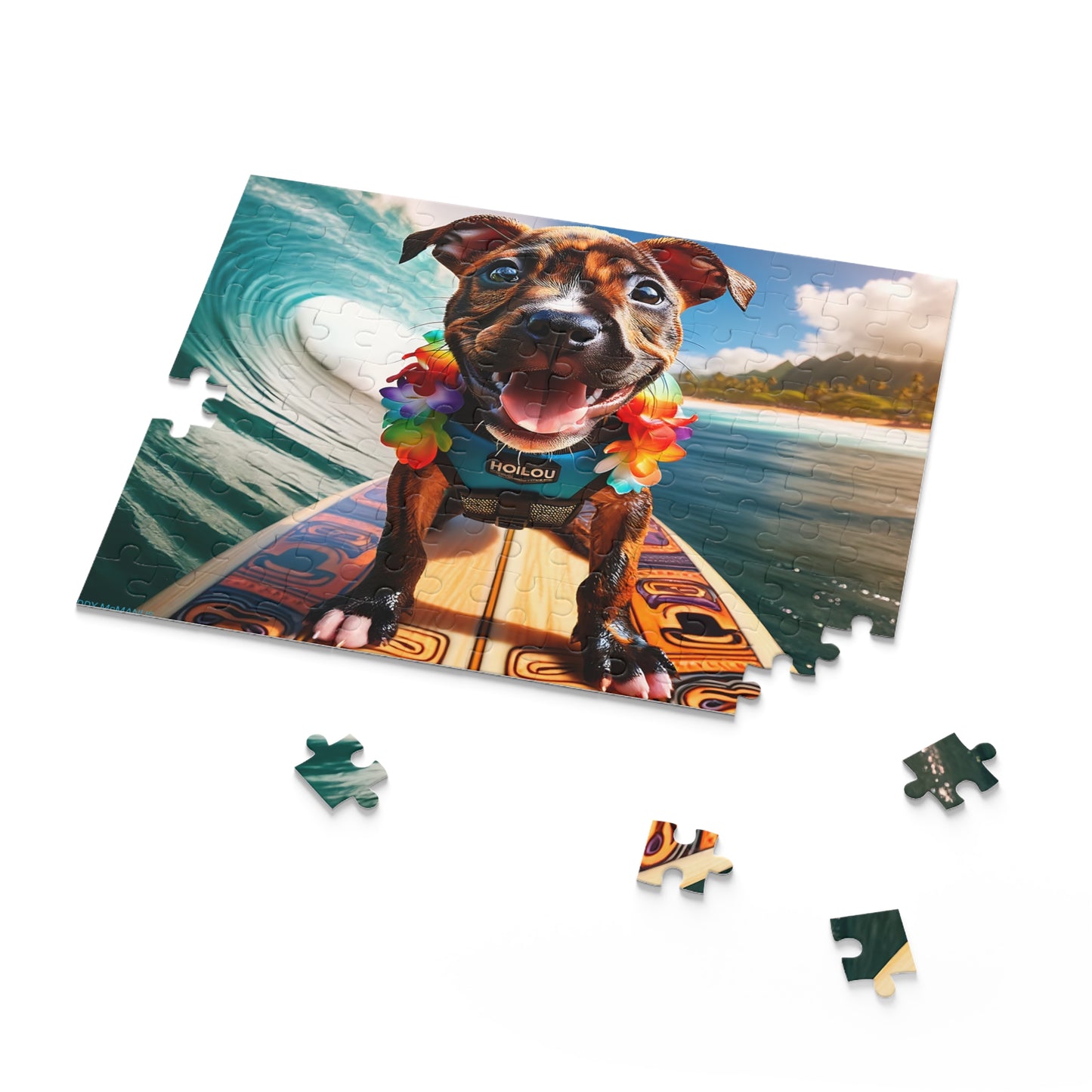 Surf Pups! Surfing Pit Bull Puppy Puzzle 8 - (120, 252, 500-Piece)