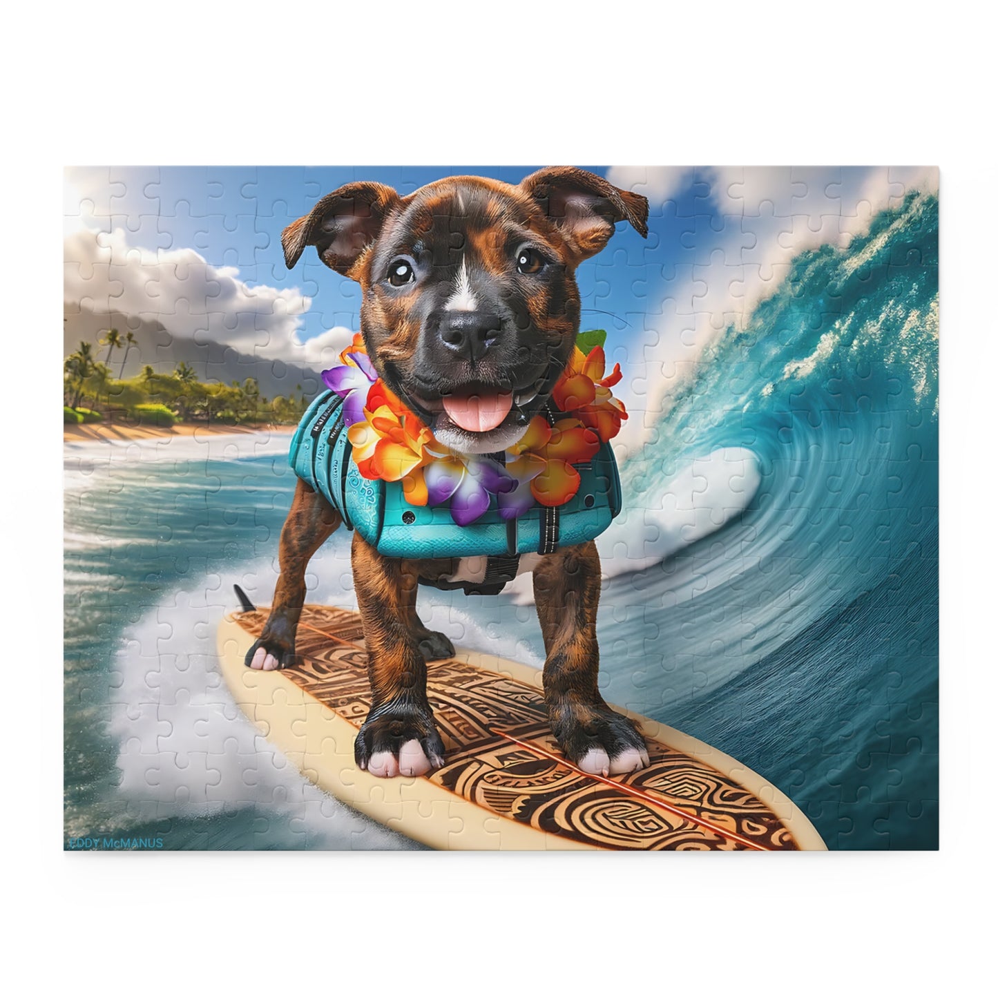 Surf Pups! Surfing Pit Bull Puppy Puzzle 3 - (120, 252, 500-Piece)