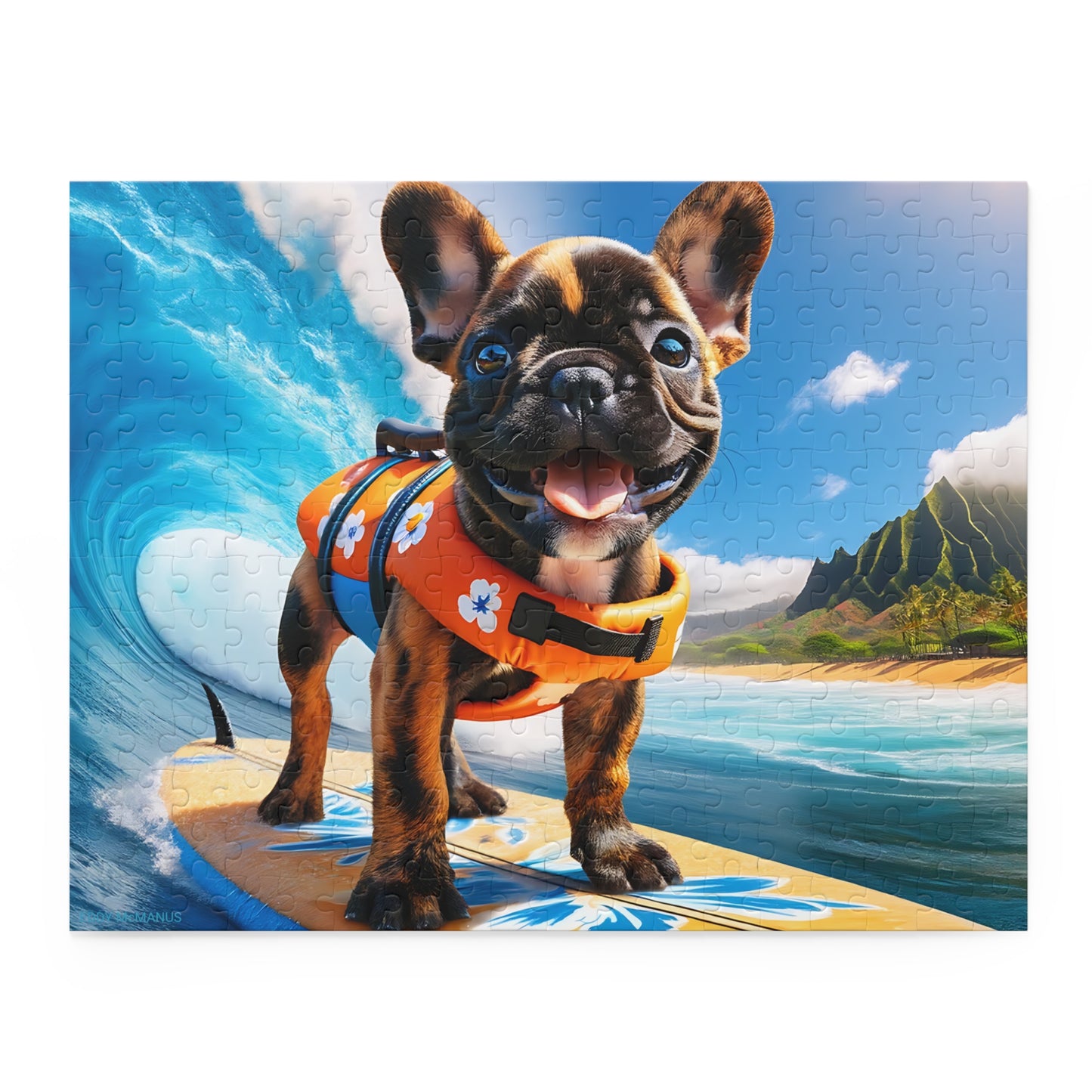 Surf Pups! Surfing French Bulldog Puppy Puzzle 6 - (120, 252, 500-Piece)