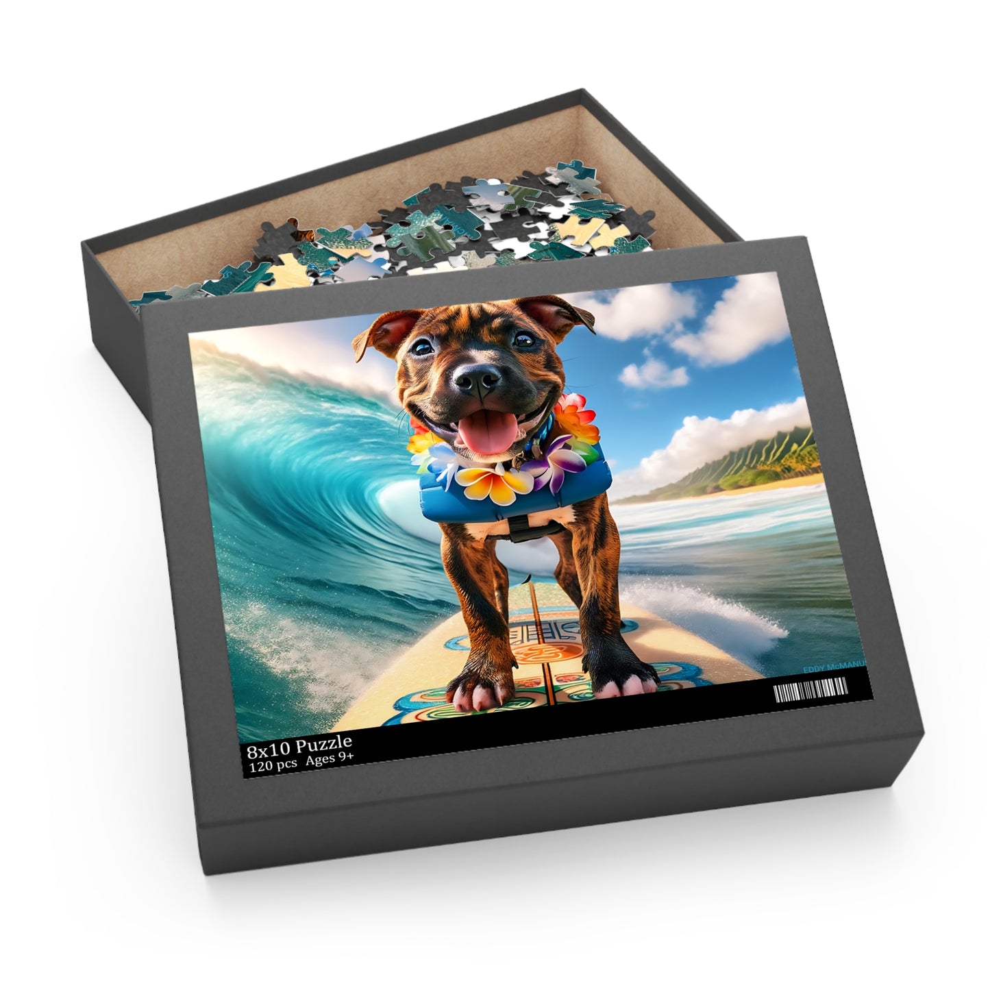 Surf Pups! Surfing Pit Bull Puppy Puzzle 1 - (120, 252, 500-Piece)