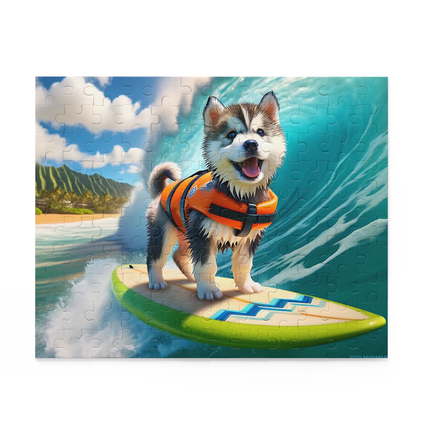 Surf Pups! Surfing Husky Puppy Puzzle 1 - (120, 252, 500-Piece)