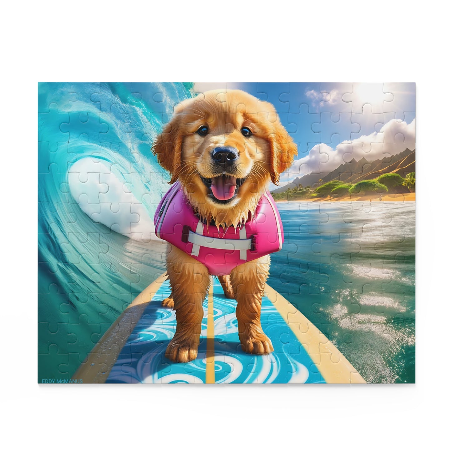 Surf Pups! Surfing Golden Retriever Puppy Puzzle 2 - (120, 252, 500-Piece)