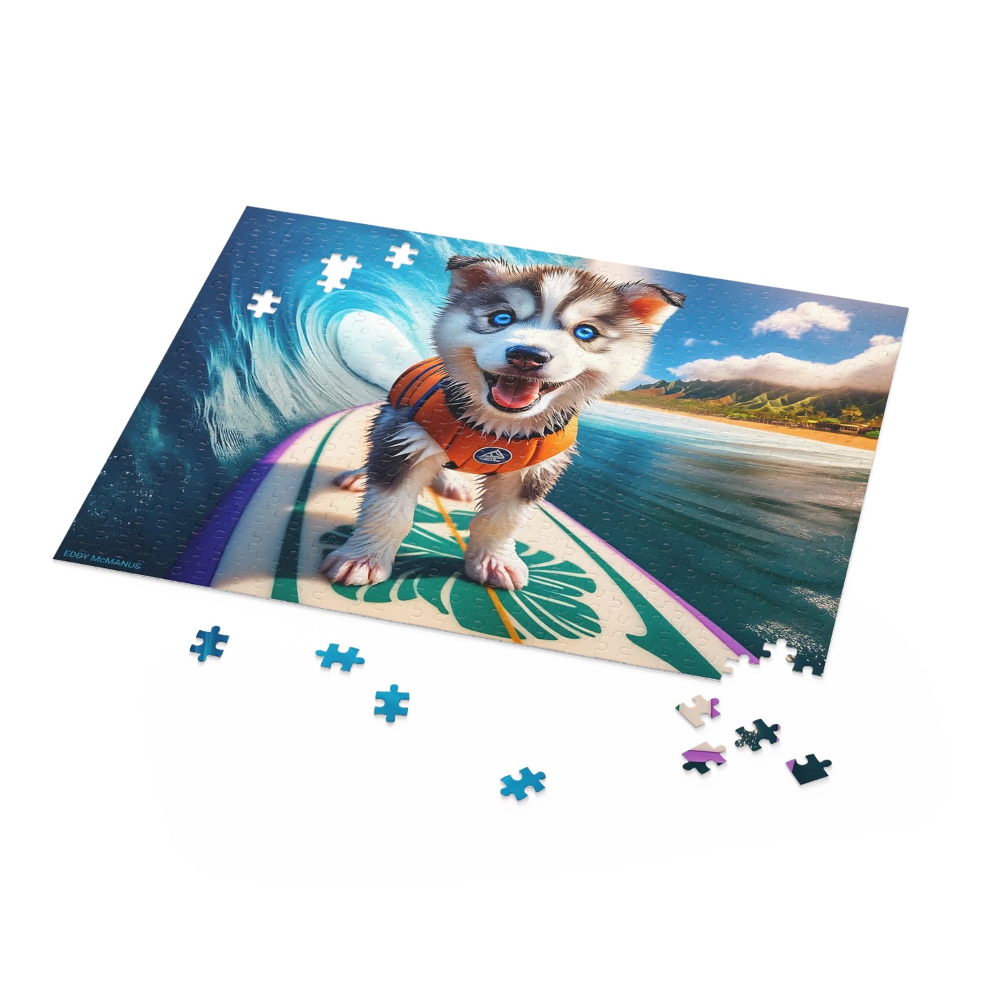 Surf Pups! Surfing Husky Puppy Puzzle 11 - (120, 252, 500-Piece)