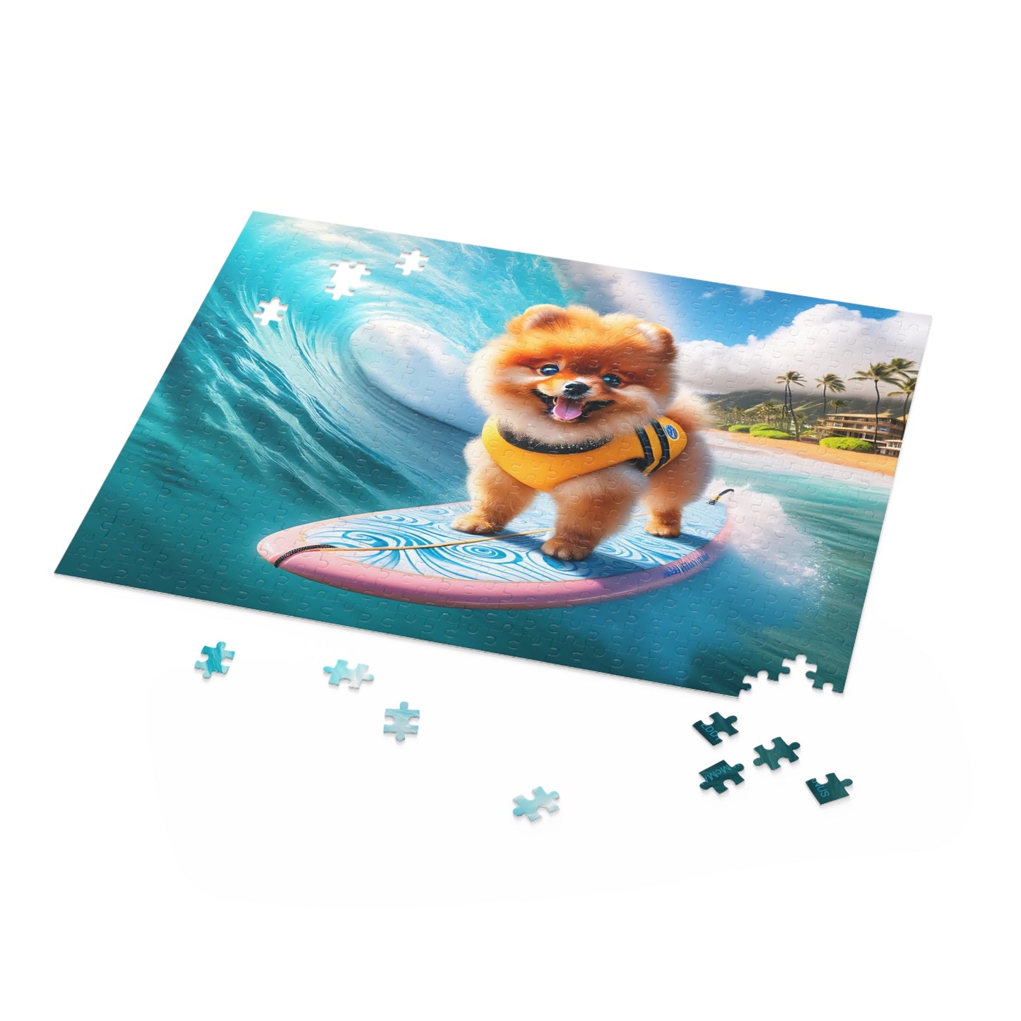 Surf Pups! Surfing Pomeranian Puppy Puzzle 1 - (120, 252, 500-Piece)