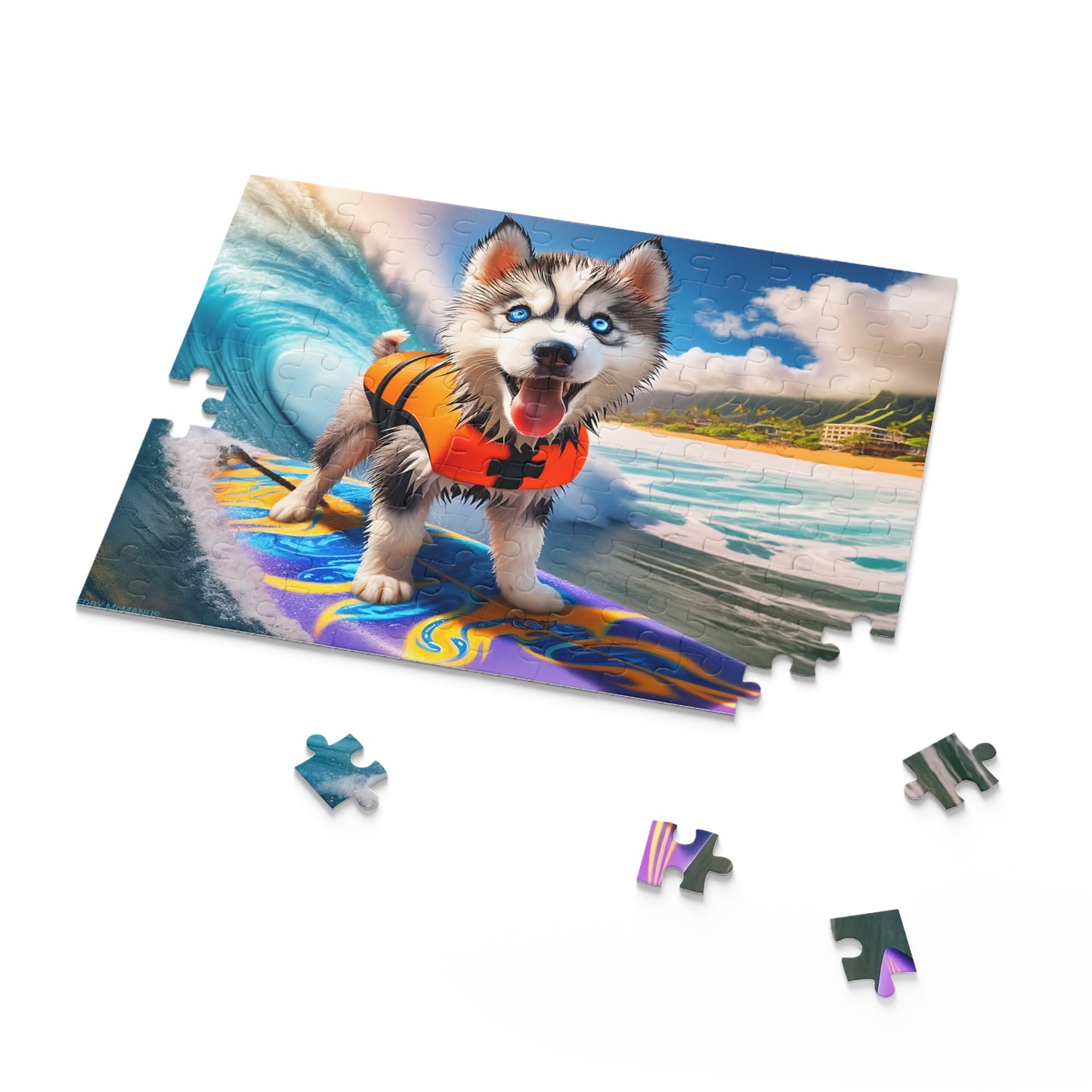 Surf Pups! Surfing Husky Puppy Puzzle 9 - (120, 252, 500-Piece)