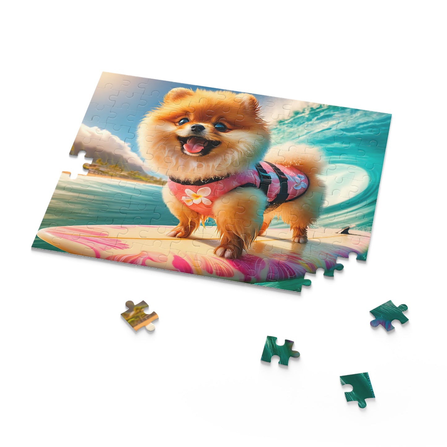 Surf Pups! Surfing Pomeranian Puppy Puzzle 11 - (120, 252, 500-Piece)