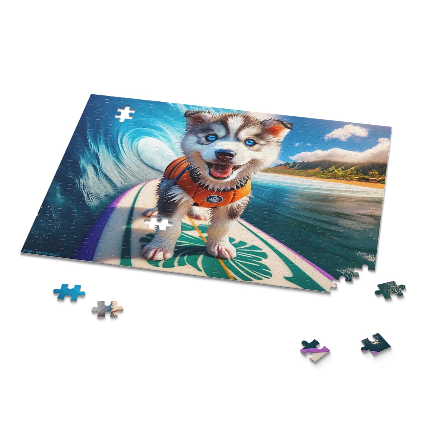 Surf Pups! Surfing Husky Puppy Puzzle 11 - (120, 252, 500-Piece)