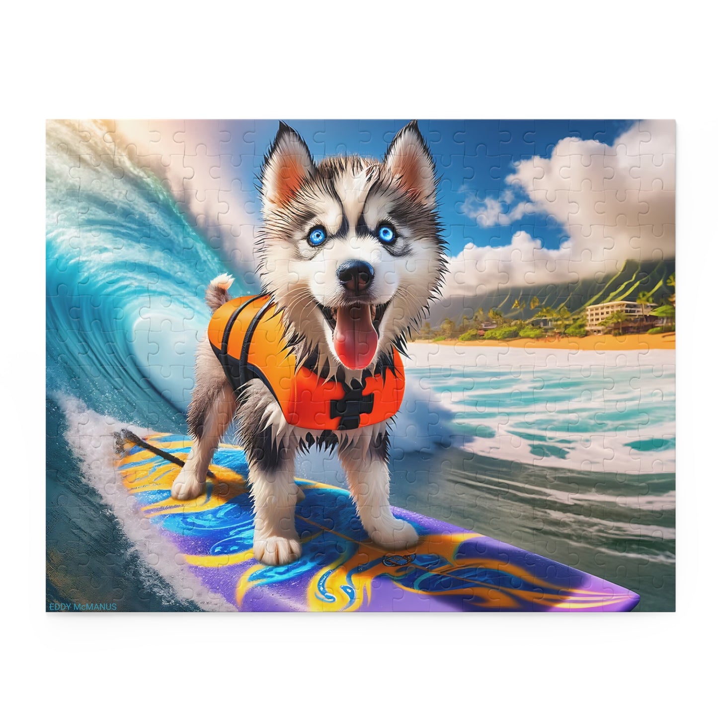 Surf Pups! Surfing Husky Puppy Puzzle 9 - (120, 252, 500-Piece)