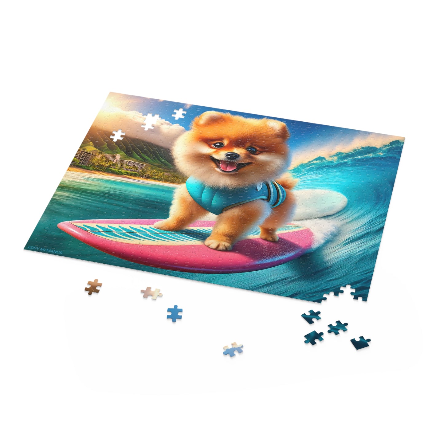 Surf Pups! Surfing Pomeranian Puppy Puzzle 3 - (120, 252, 500-Piece)