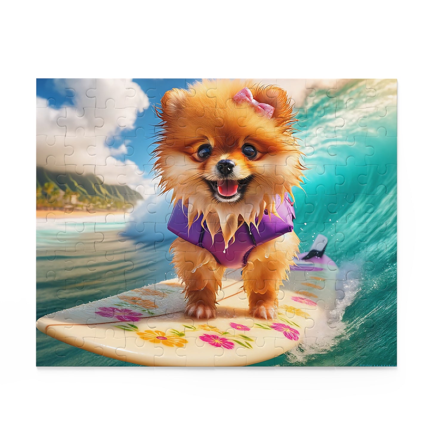 Surf Pups! Surfing Pomeranian Puppy Puzzle 12 - (120, 252, 500-Piece)