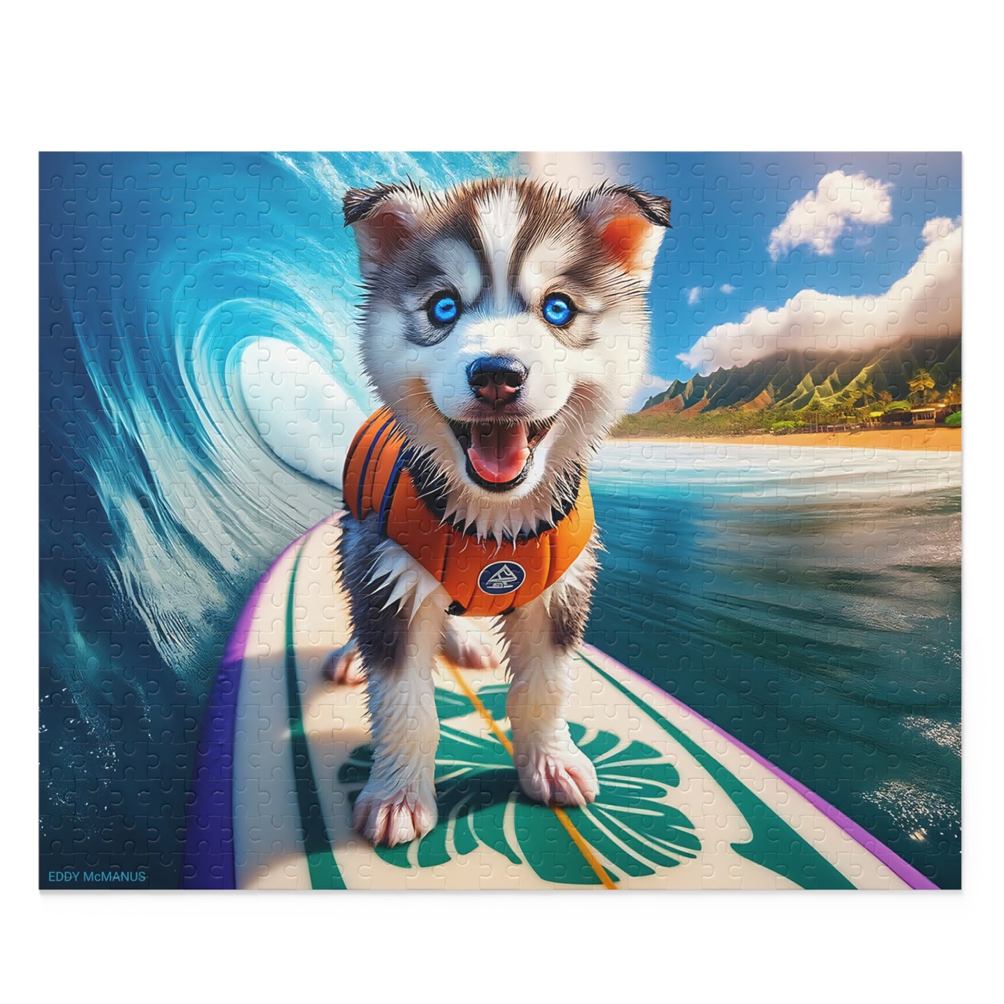 Surf Pups! Surfing Husky Puppy Puzzle 11 - (120, 252, 500-Piece)