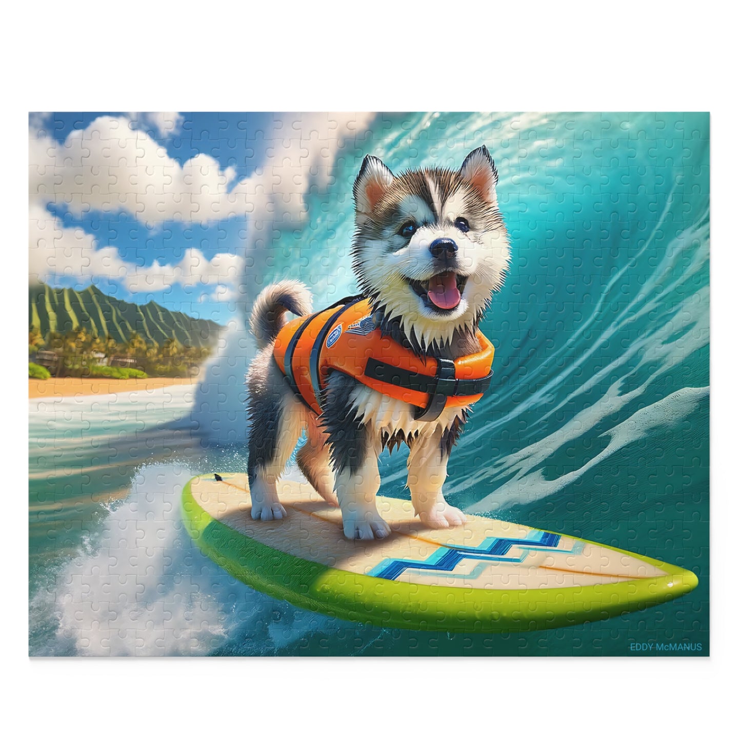 Surf Pups! Surfing Husky Puppy Puzzle 1 - (120, 252, 500-Piece)