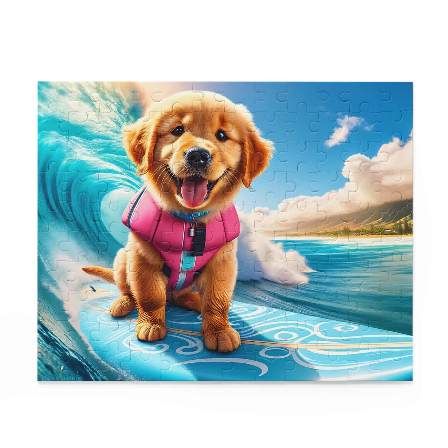 Surf Pups! Surfing Golden Retriever Puppy Puzzle 1 - (120, 252, 500-Piece)