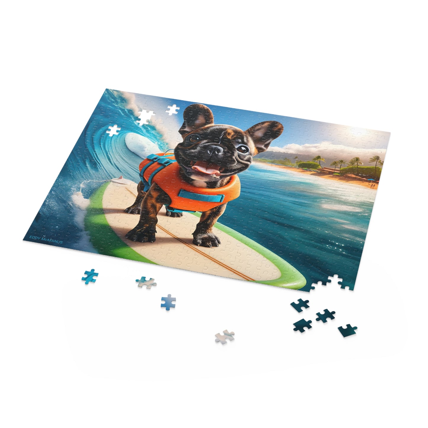 Surf Pups! Surfing French Bulldog Puppy Puzzle 2 - (120, 252, 500-Piece)