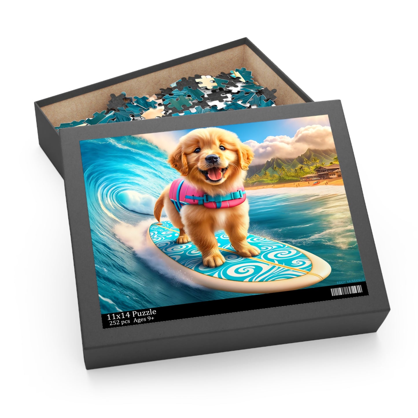Surf Pups! Surfing Golden Retriever Puppy Puzzle 6 - (120, 252, 500-Piece)