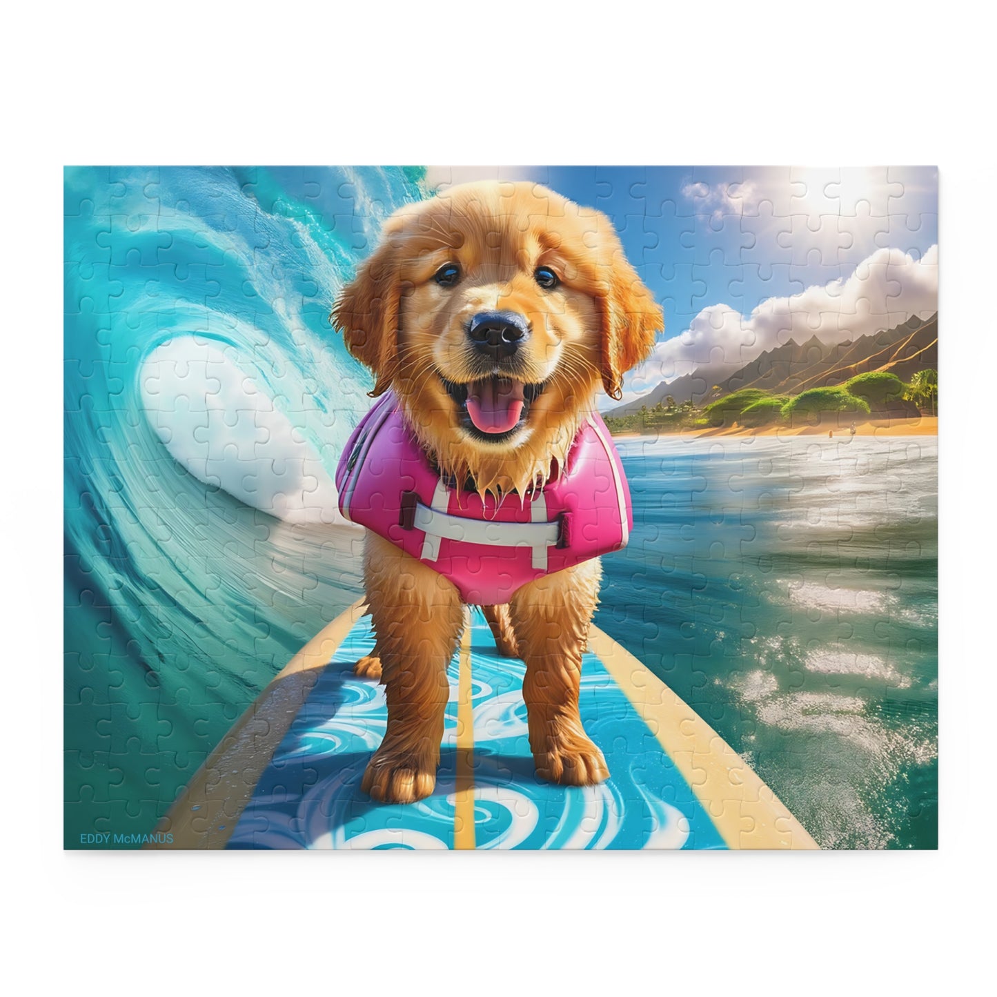 Surf Pups! Surfing Golden Retriever Puppy Puzzle 2 - (120, 252, 500-Piece)