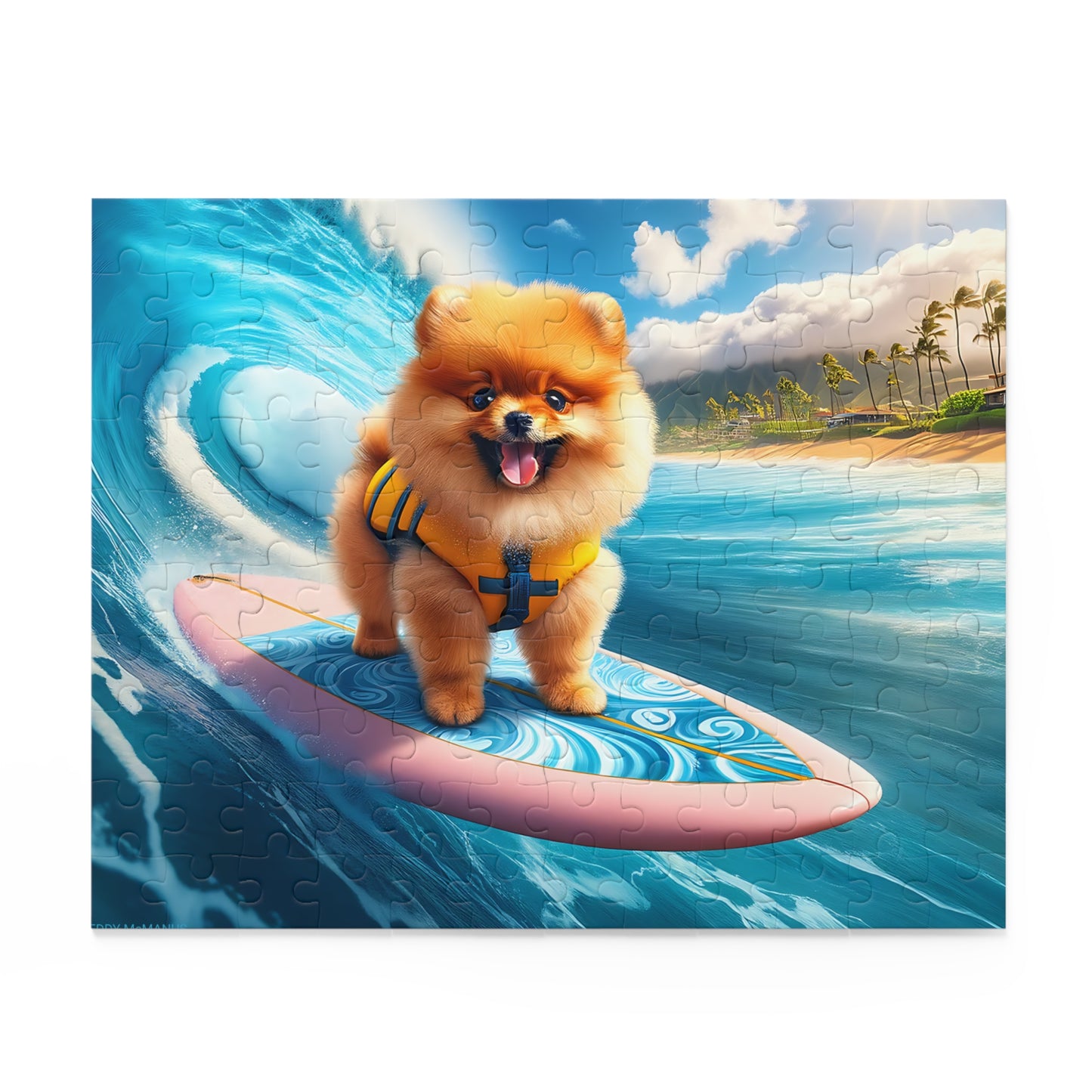 Surf Pups! Surfing Pomeranian Puppy Puzzle 2 - (120, 252, 500-Piece)