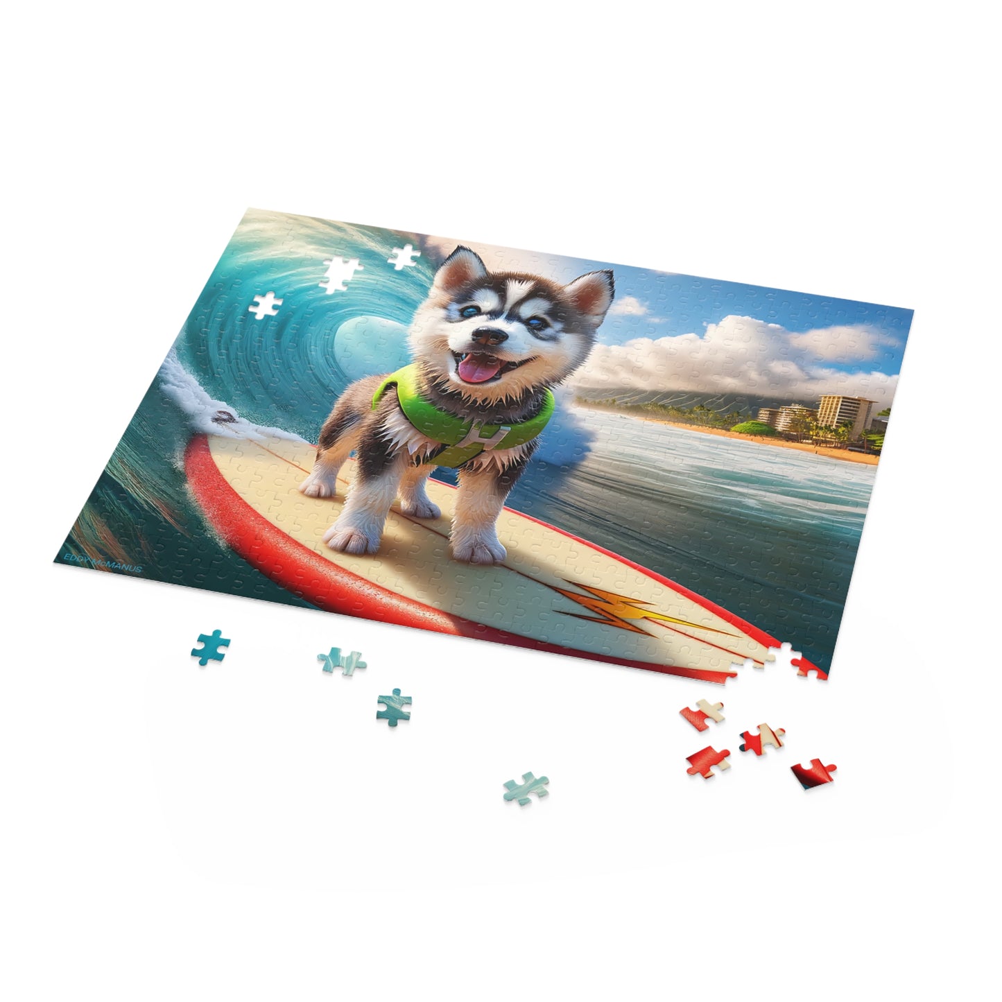 Surf Pups! Surfing Husky Puppy Puzzle 5 - (120, 252, 500-Piece)