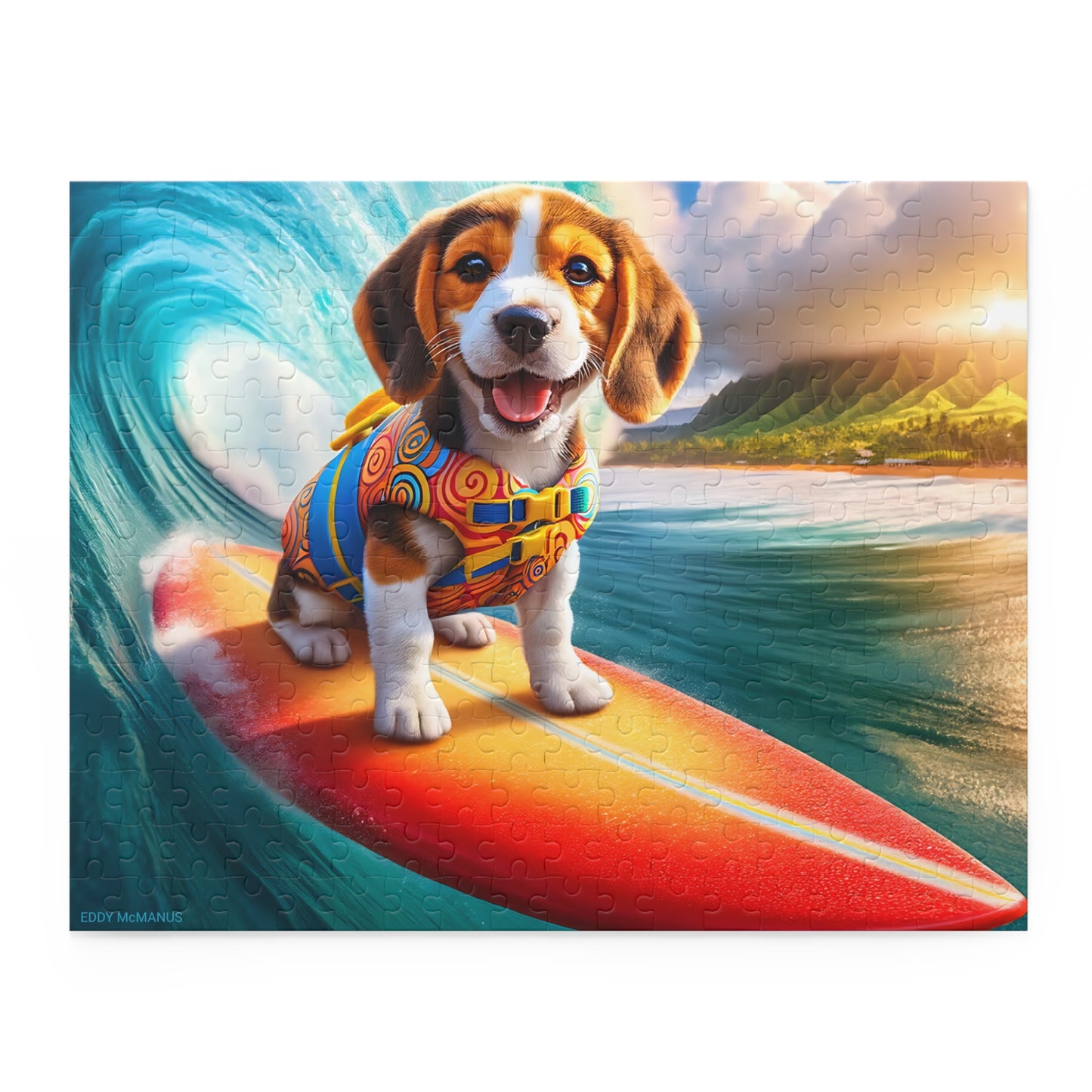 Surf Pups! Surfing Beagle Puppy Puzzle 1 - (120, 252, 500-Piece)