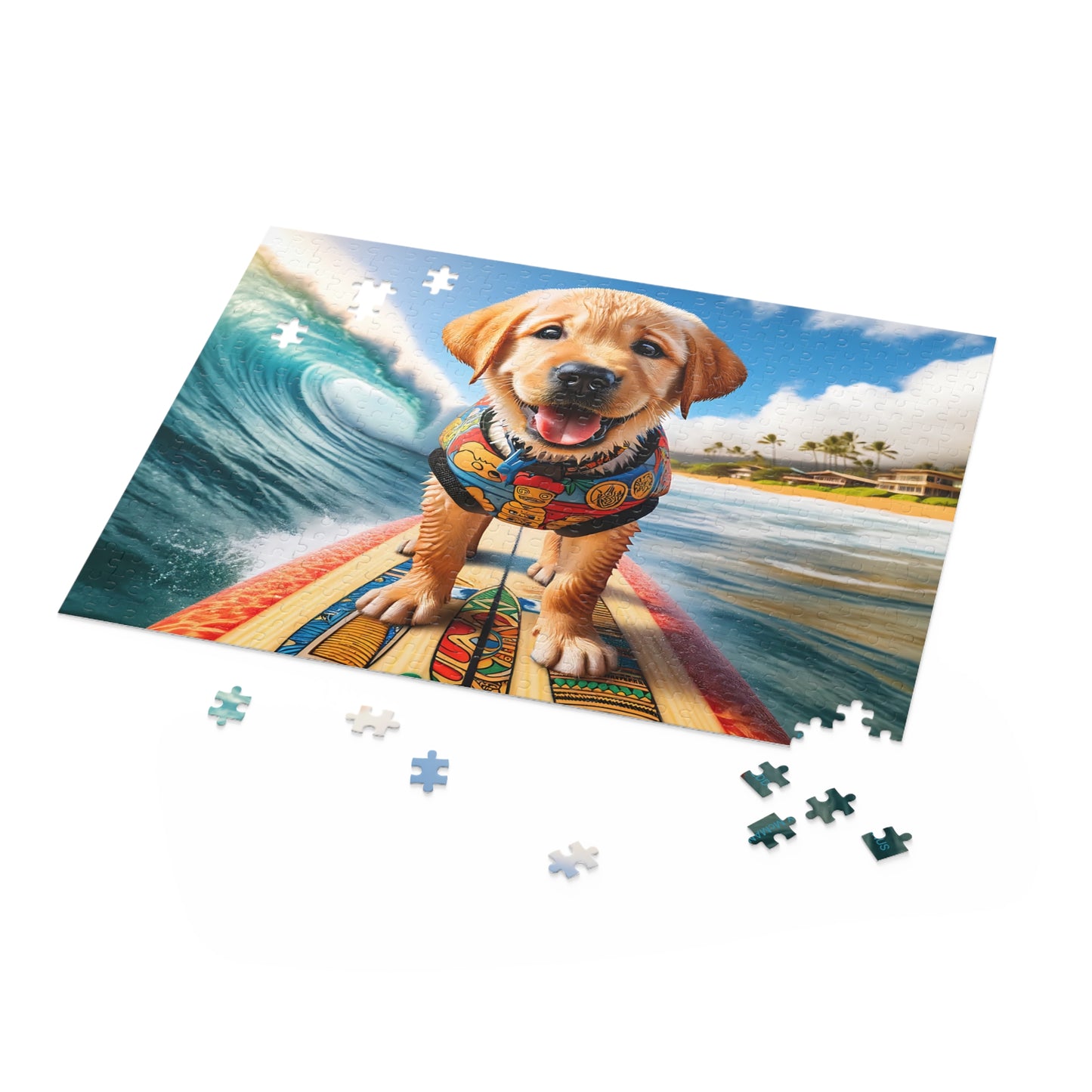 Surf Pups! Surfing Labrador Puppy Puzzle 4 - (120, 252, 500-Piece)