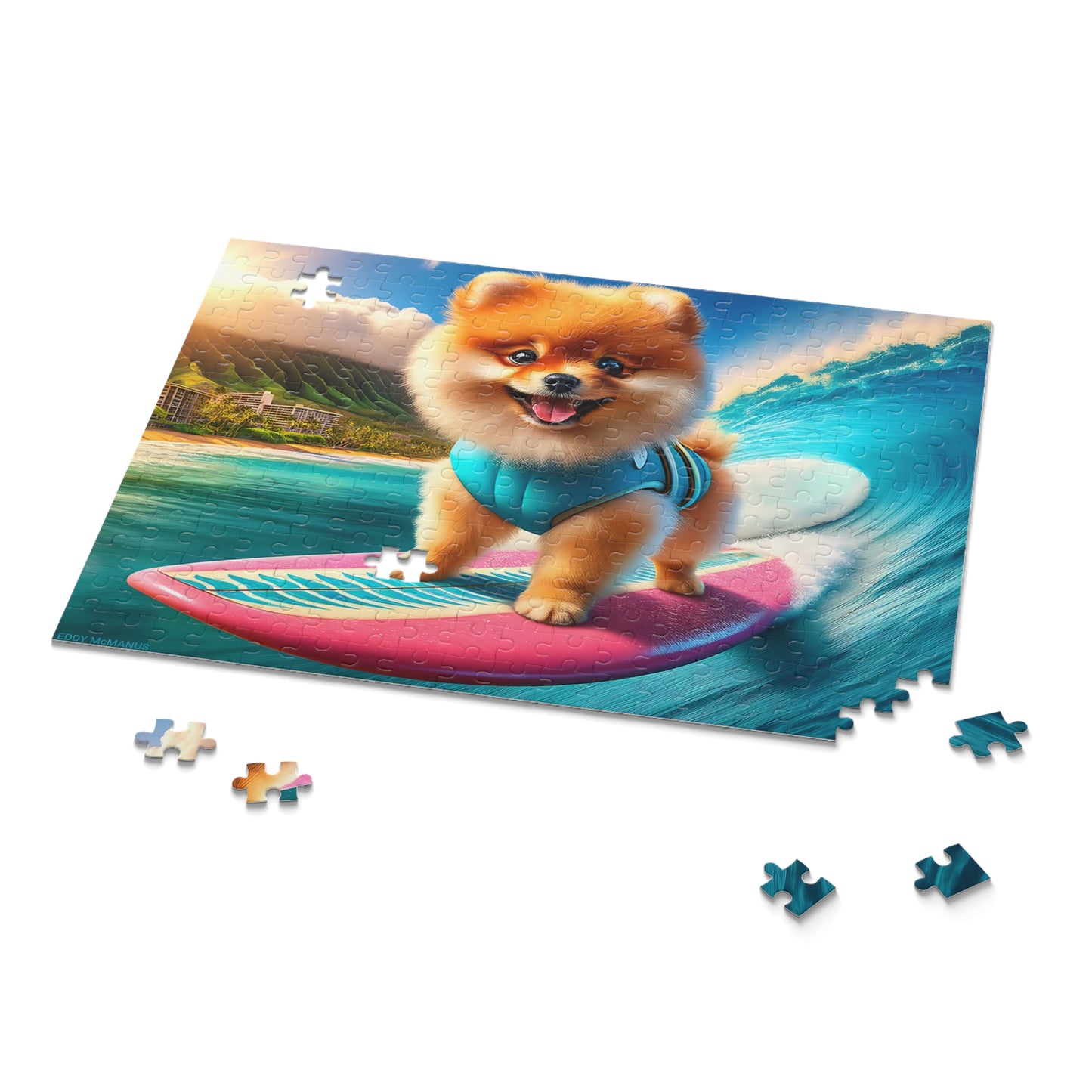 Surf Pups! Surfing Pomeranian Puppy Puzzle 3 - (120, 252, 500-Piece)