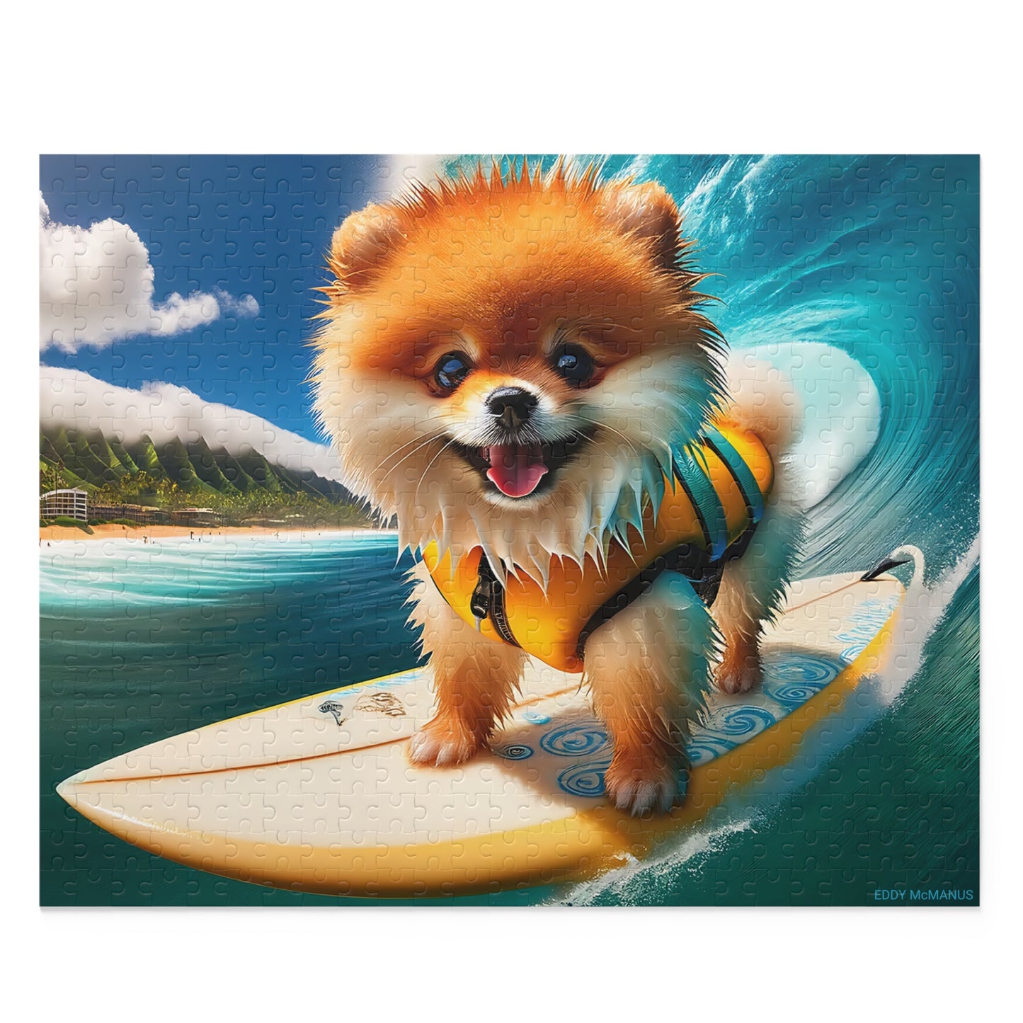 Surf Pups! Surfing Pomeranian Puppy Puzzle 10 - (120, 252, 500-Piece)