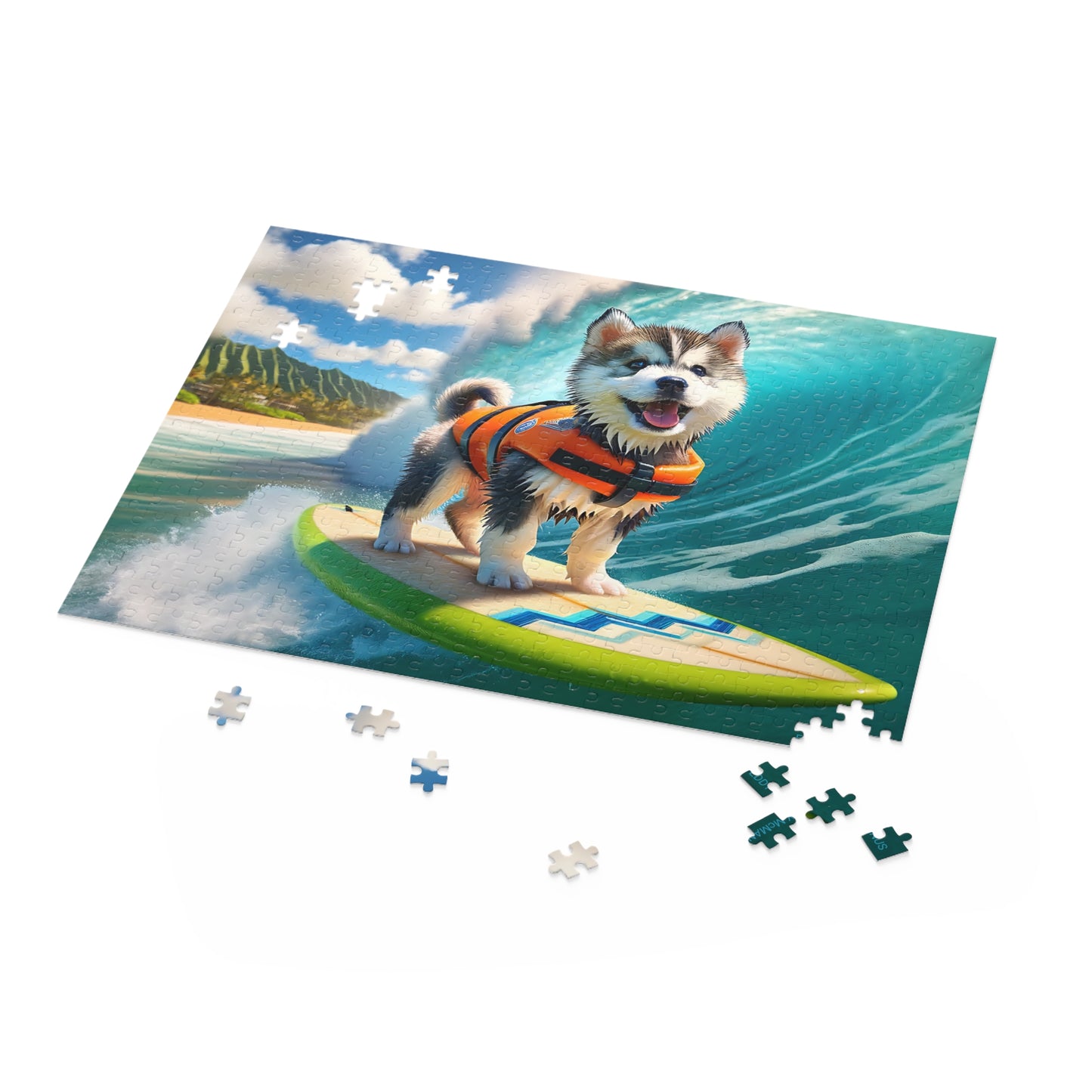 Surf Pups! Surfing Husky Puppy Puzzle 1 - (120, 252, 500-Piece)