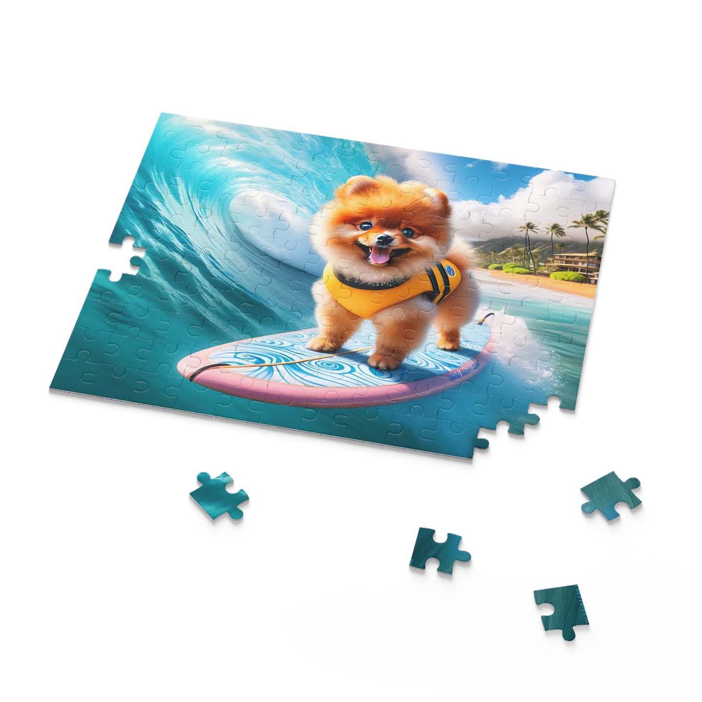 Surf Pups! Surfing Pomeranian Puppy Puzzle 1 - (120, 252, 500-Piece)