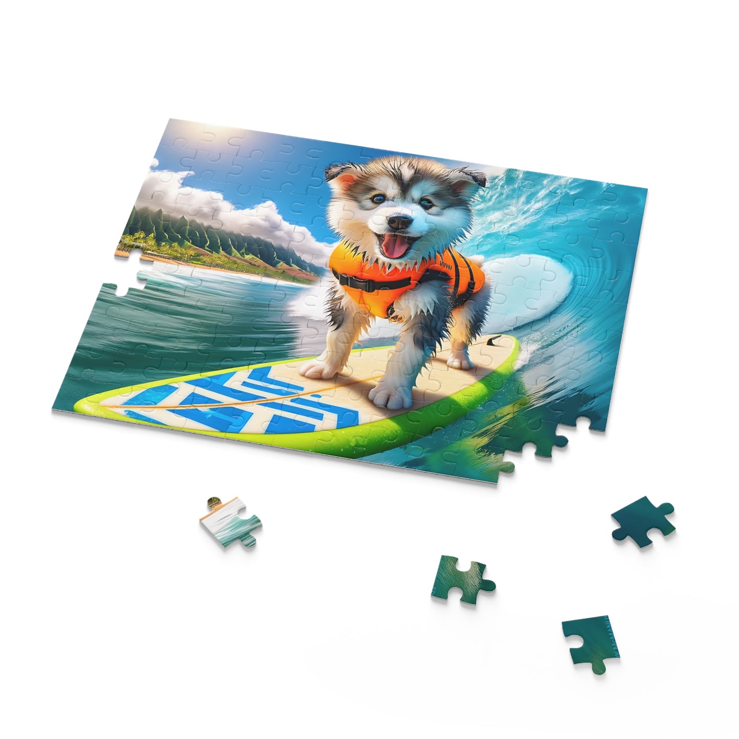 Surf Pups! Surfing Husky Puppy Puzzle 2 - (120, 252, 500-Piece)