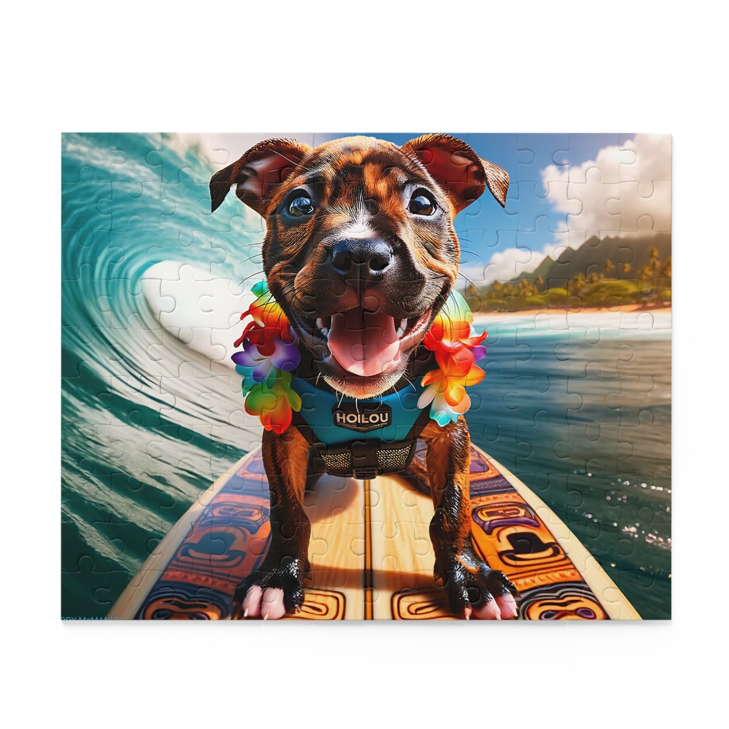 Surf Pups! Surfing Pit Bull Puppy Puzzle 8 - (120, 252, 500-Piece)