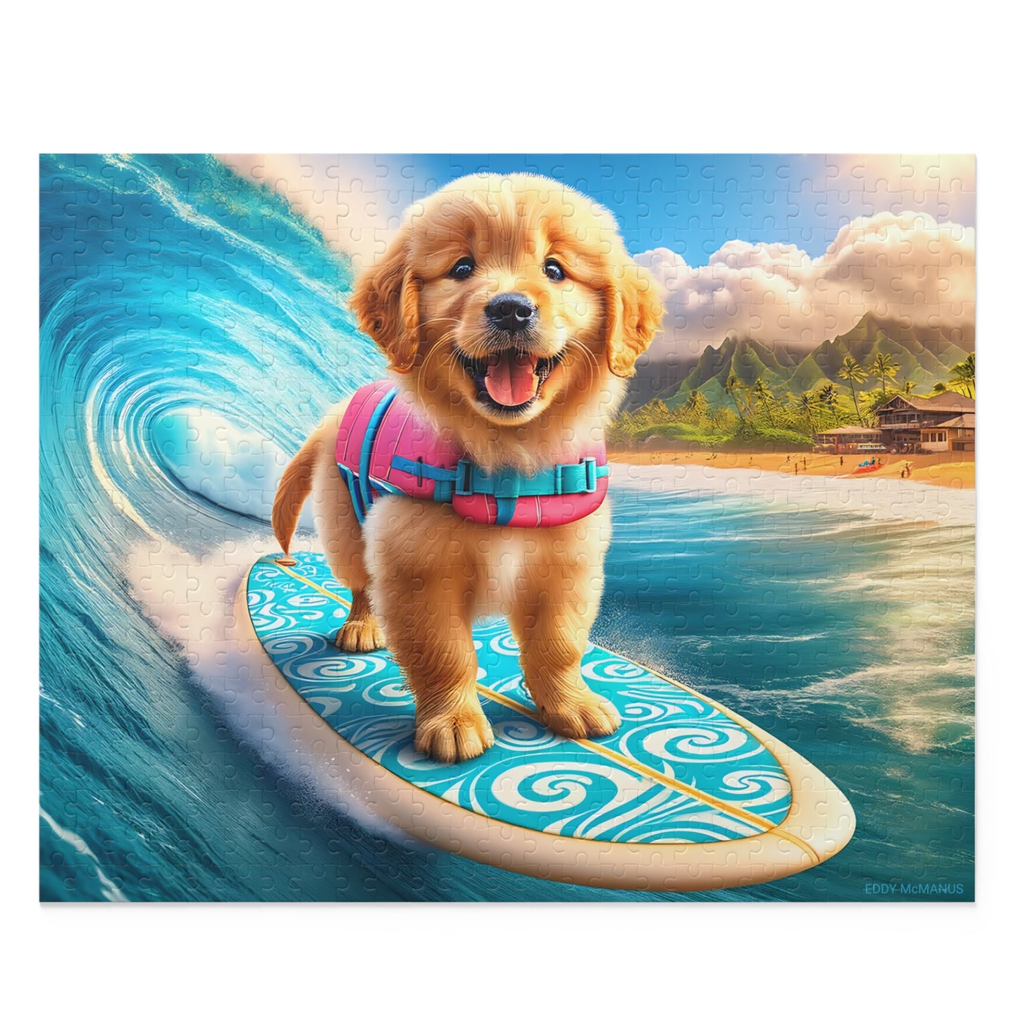 Surf Pups! Surfing Golden Retriever Puppy Puzzle 6 - (120, 252, 500-Piece)