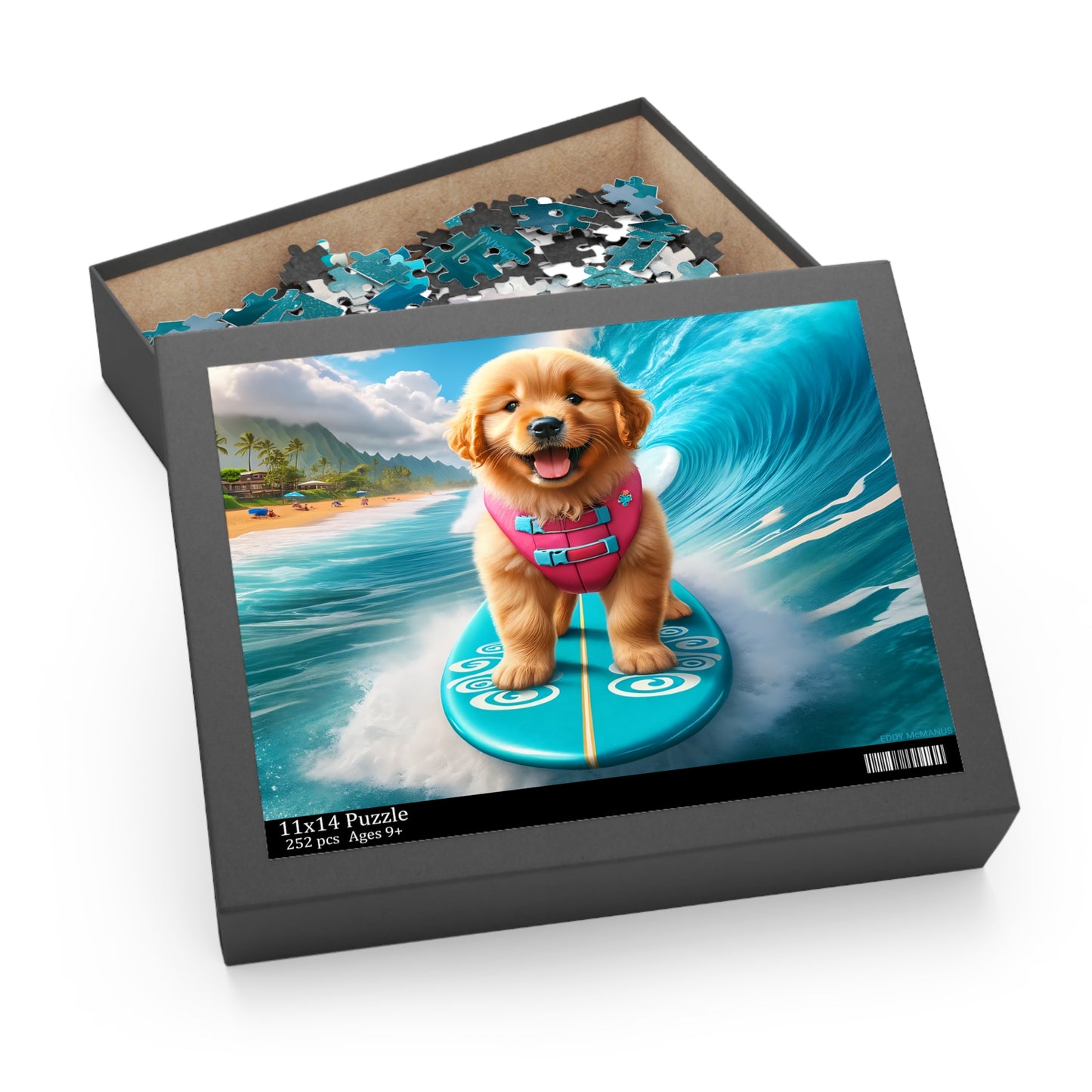 Surf Pups! Surfing Golden Retriever Puppy Puzzle 5 - (120, 252, 500-Piece)
