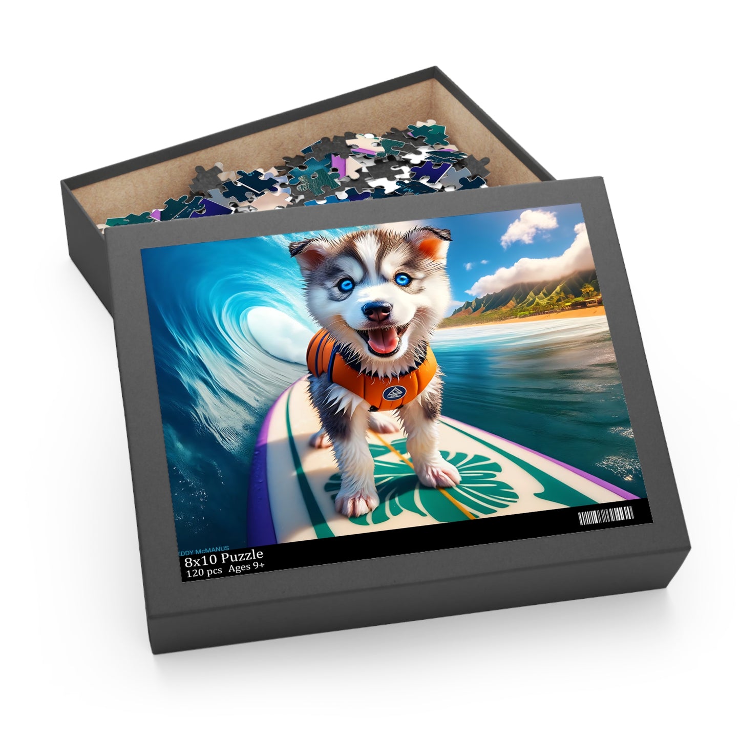 Surf Pups! Surfing Husky Puppy Puzzle 11 - (120, 252, 500-Piece)
