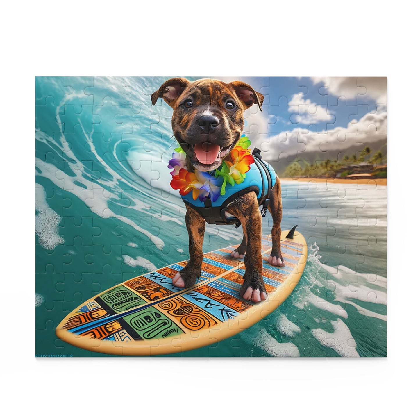 Surf Pups! Surfing Pit Bull Puppy Puzzle 2 - (120, 252, 500-Piece)