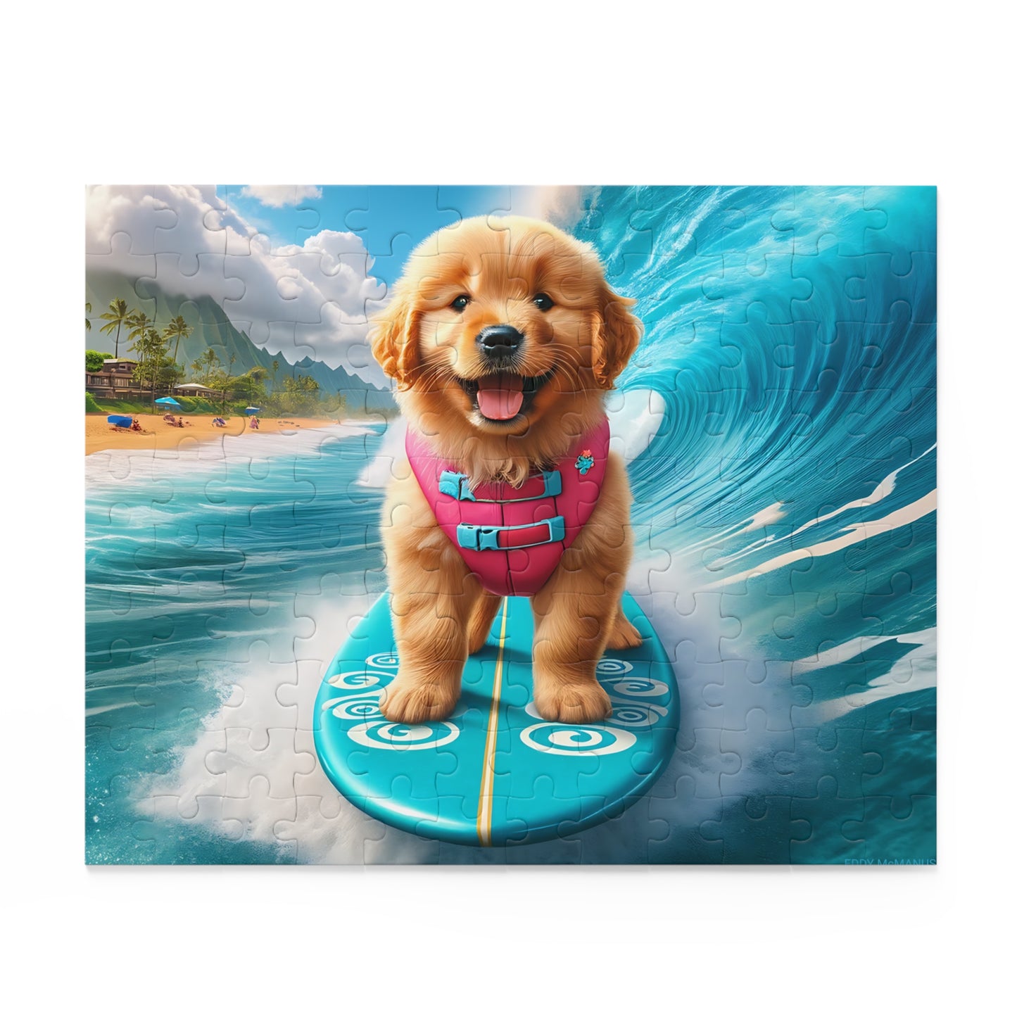 Surf Pups! Surfing Golden Retriever Puppy Puzzle 5 - (120, 252, 500-Piece)
