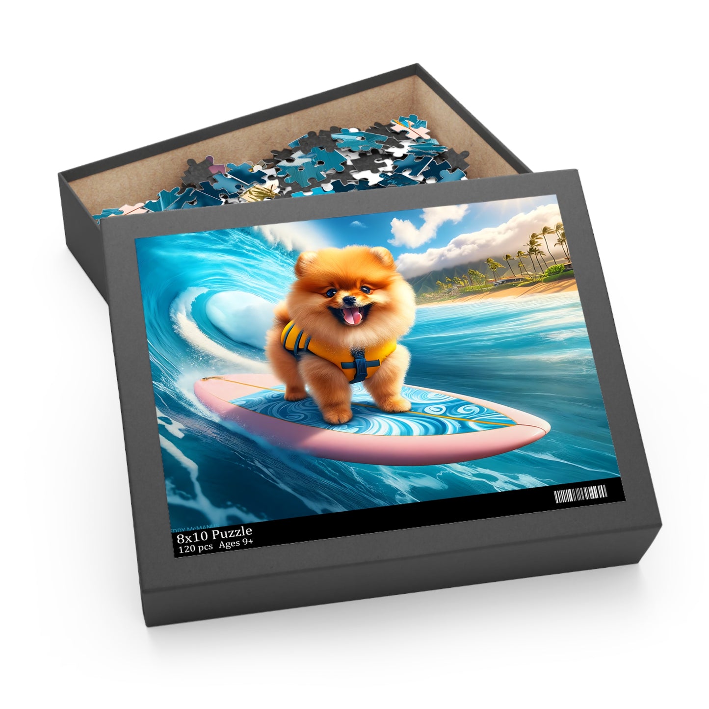 Surf Pups! Surfing Pomeranian Puppy Puzzle 2 - (120, 252, 500-Piece)