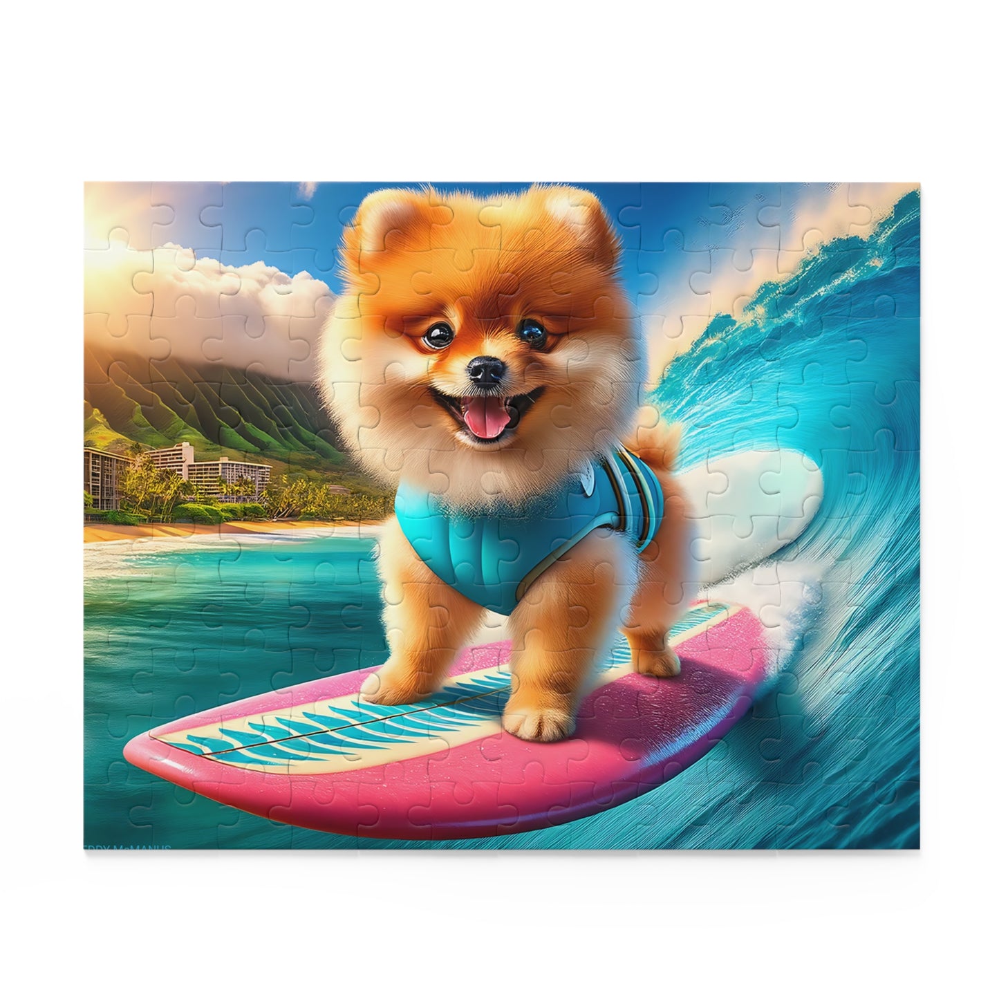Surf Pups! Surfing Pomeranian Puppy Puzzle 3 - (120, 252, 500-Piece)