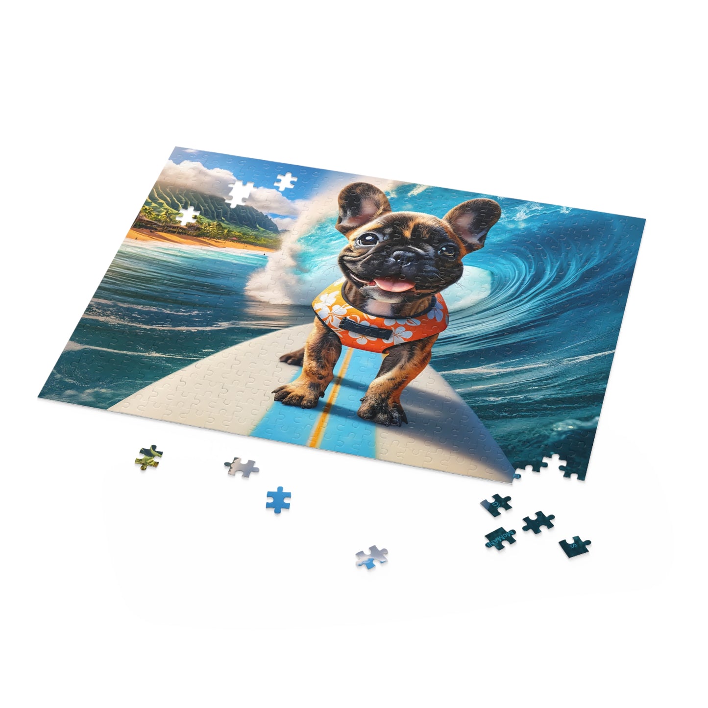 Surf Pups! Surfing French Bulldog Puppy Puzzle 5 - (120, 252, 500-Piece)