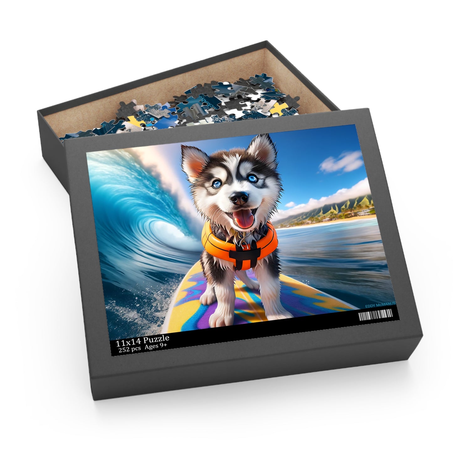 Surf Pups! Surfing Husky Puppy Puzzle 10 - (120, 252, 500-Piece)