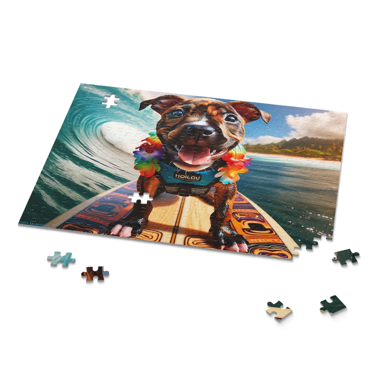 Surf Pups! Surfing Pit Bull Puppy Puzzle 8 - (120, 252, 500-Piece)