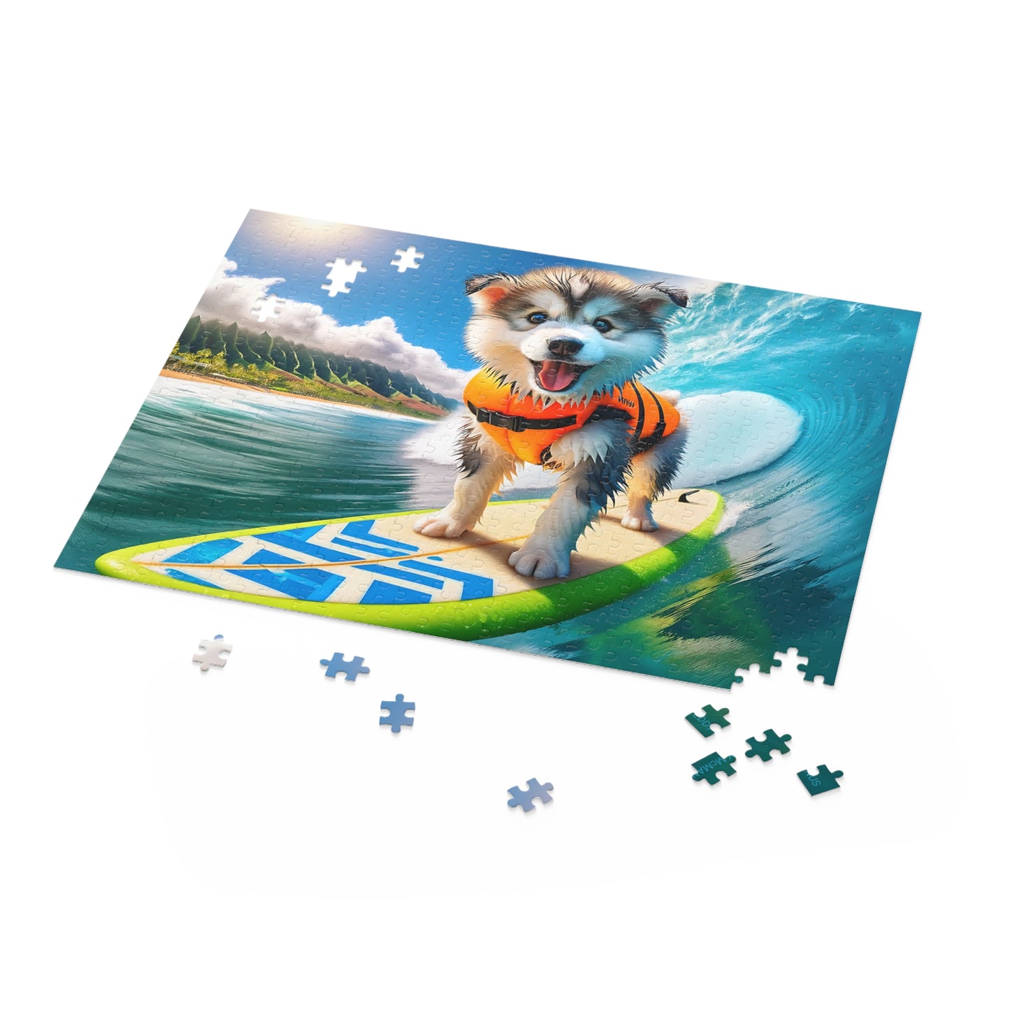 Surf Pups! Surfing Husky Puppy Puzzle 2 - (120, 252, 500-Piece)