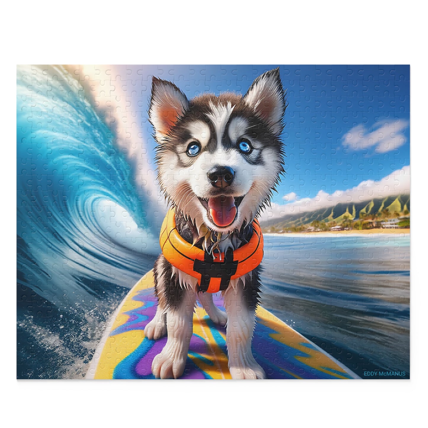 Surf Pups! Surfing Husky Puppy Puzzle 10 - (120, 252, 500-Piece)