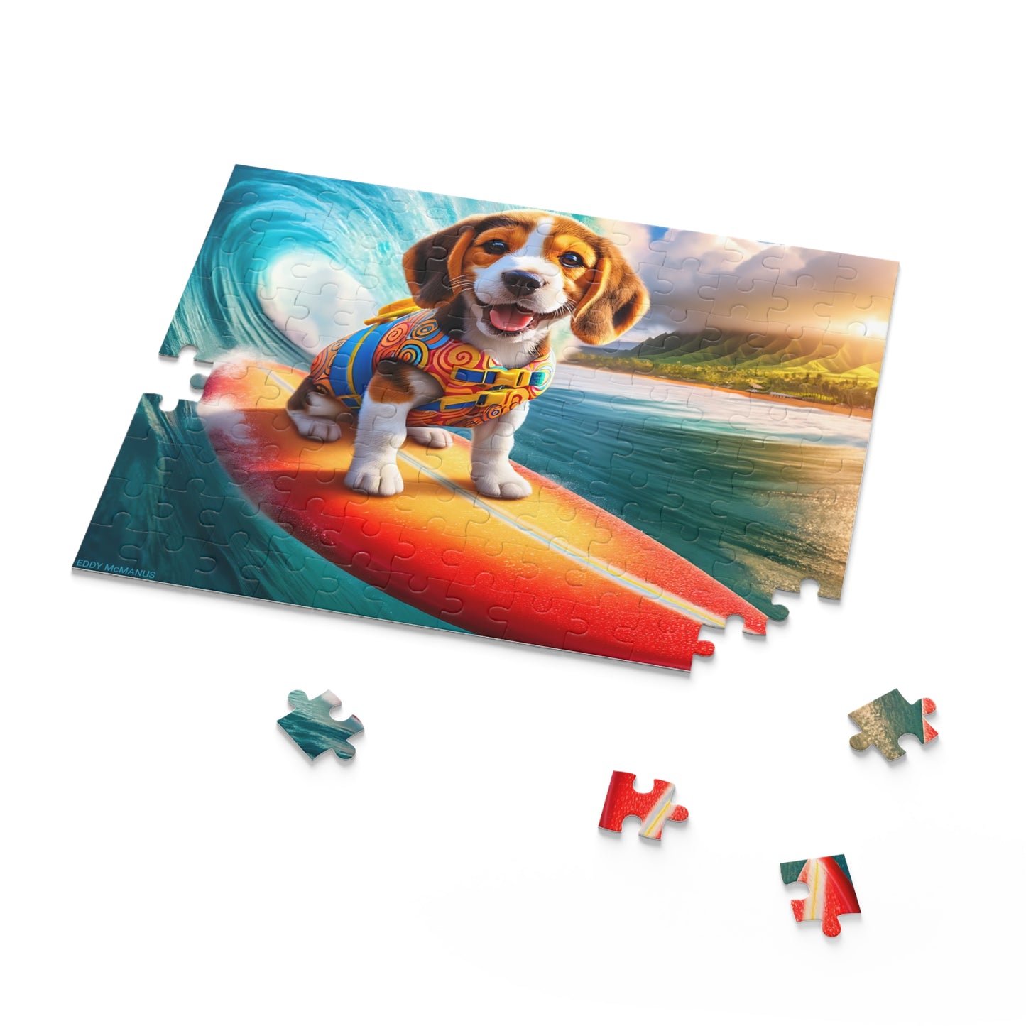 Surf Pups! Surfing Beagle Puppy Puzzle 1 - (120, 252, 500-Piece)