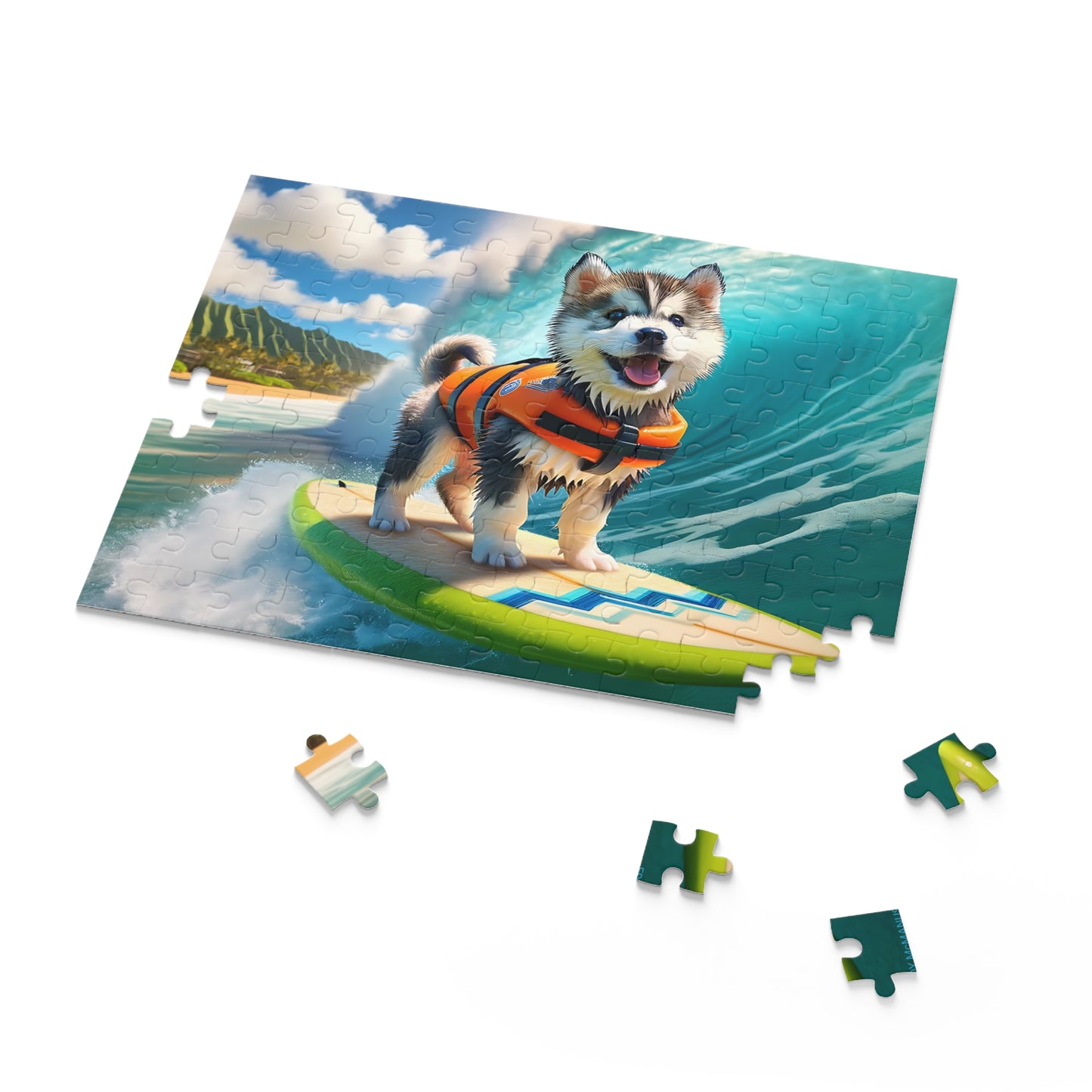 Surf Pups! Surfing Husky Puppy Puzzle 1 - (120, 252, 500-Piece)