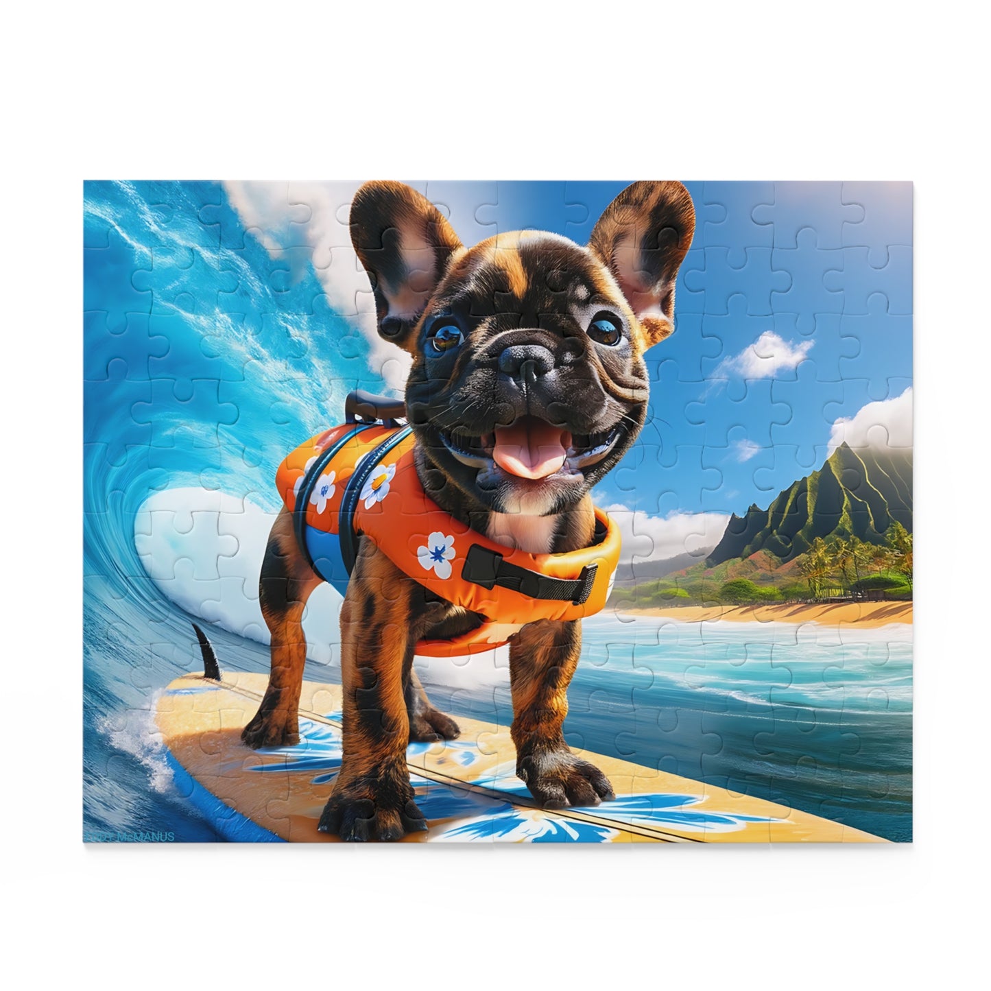 Surf Pups! Surfing French Bulldog Puppy Puzzle 6 - (120, 252, 500-Piece)