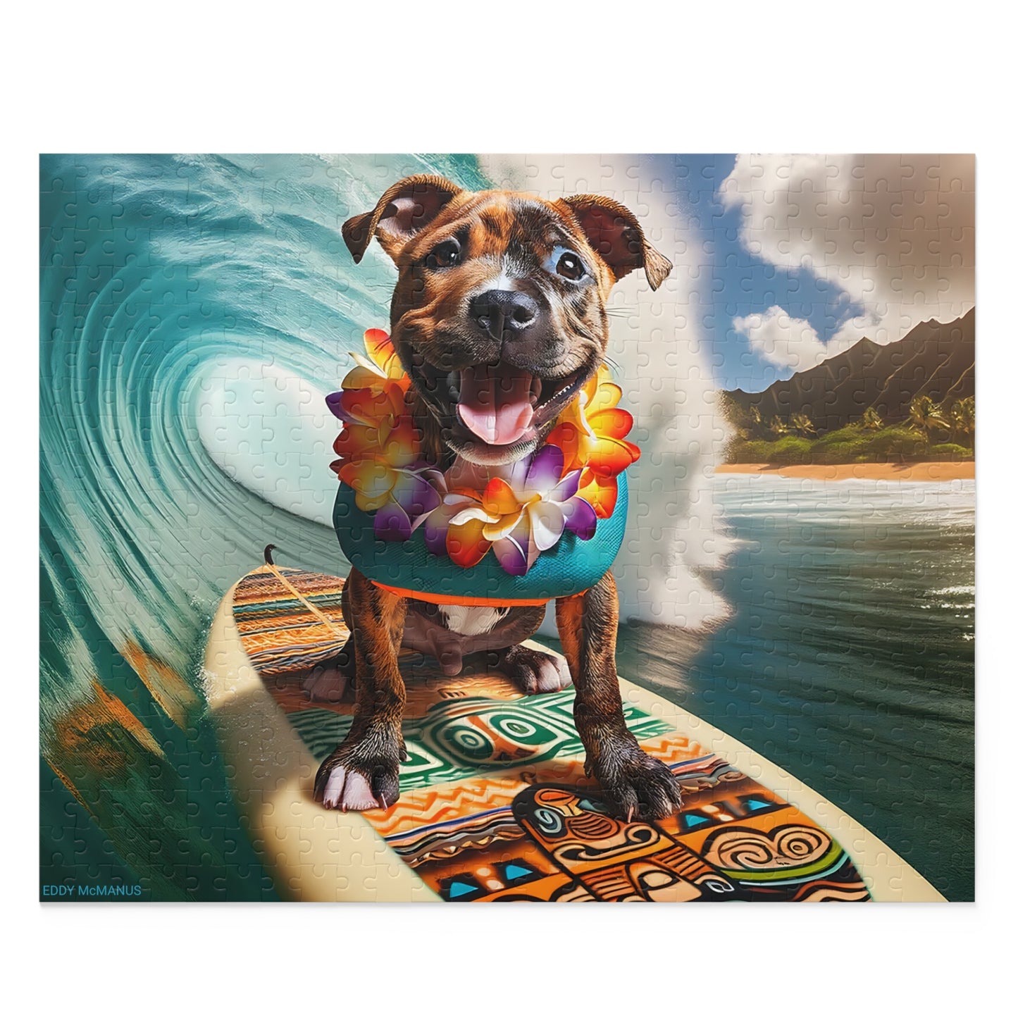 Surf Pups! Surfing Pit Bull Puppy Puzzle 7 - (120, 252, 500-Piece)